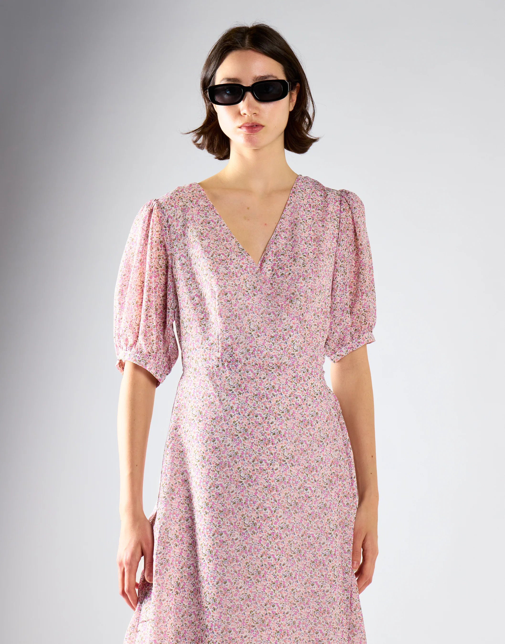 Glamorous Orchid Multi Ditsy Tie Waist Midi Dress - Image 3