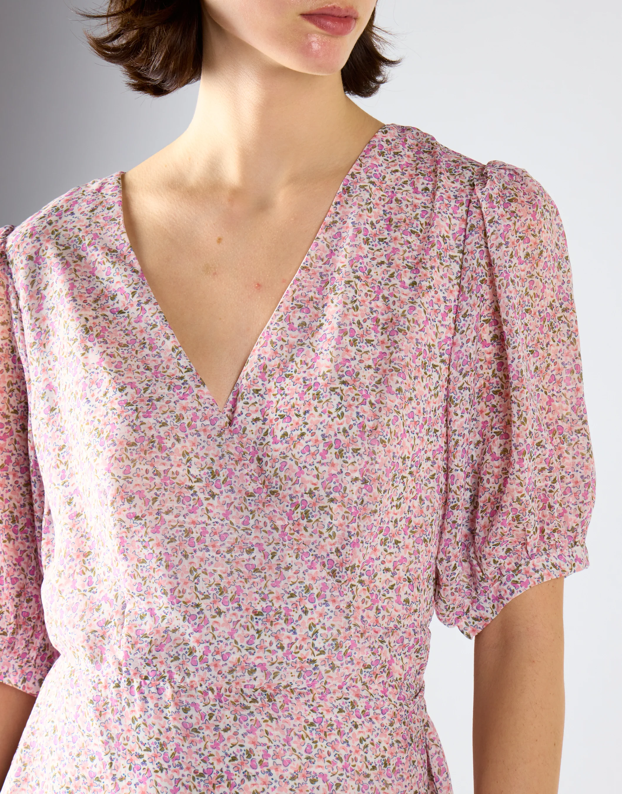 Glamorous Orchid Multi Ditsy Tie Waist Midi Dress - Image 4