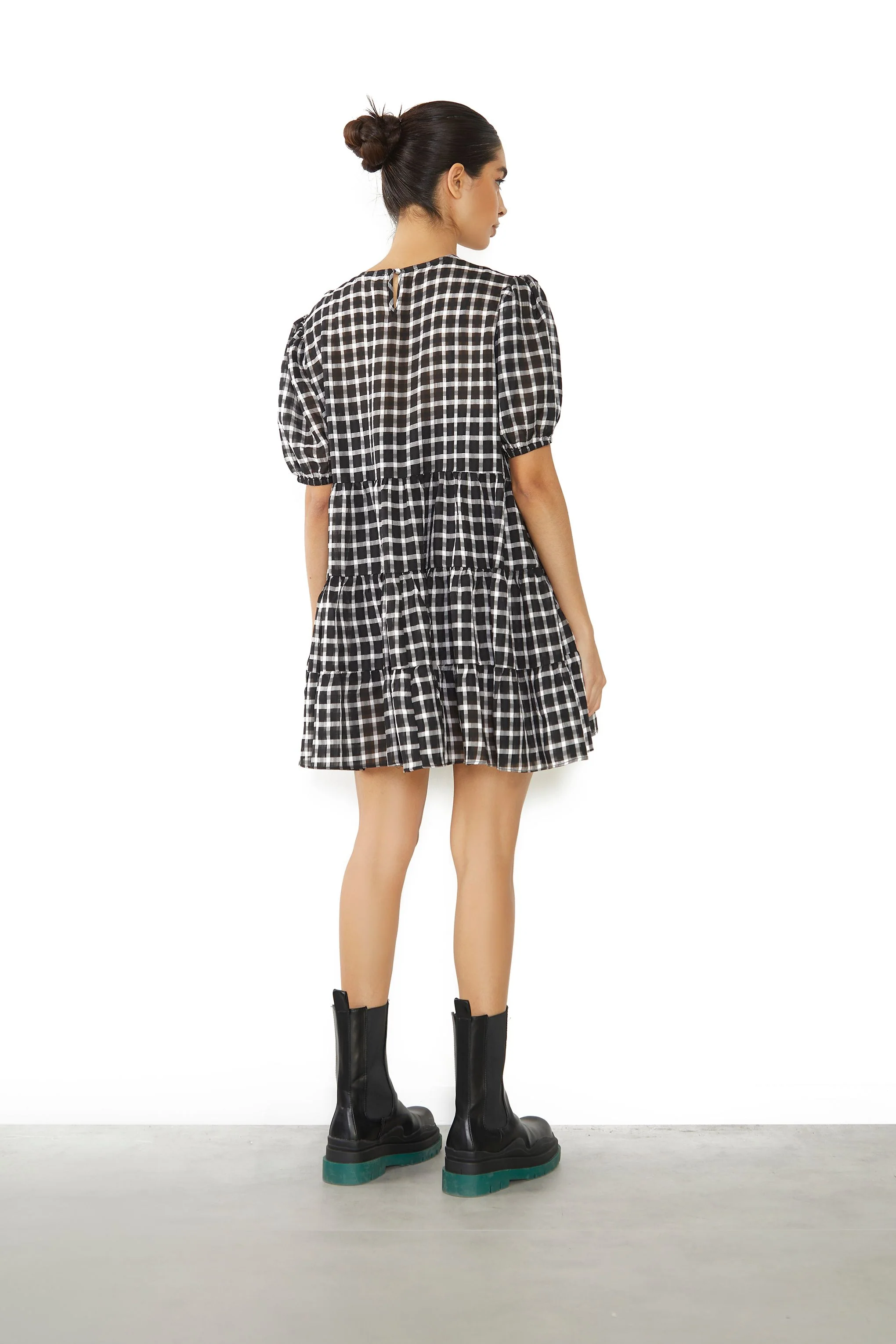 Glamorous Black Organza Check Shift Mini Dress - Image 2