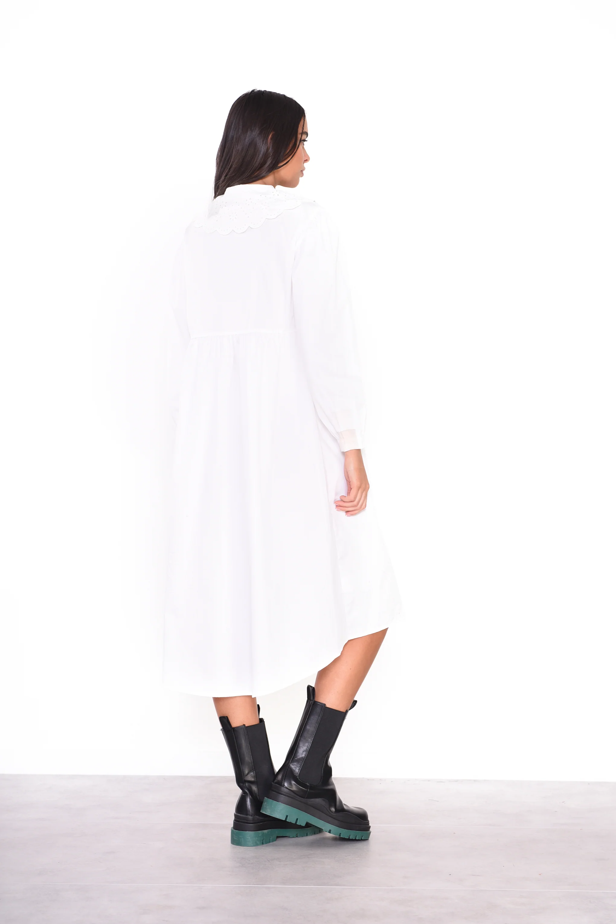 Glamorous Midi White Long Sleeve Shirt Dress - Image 3