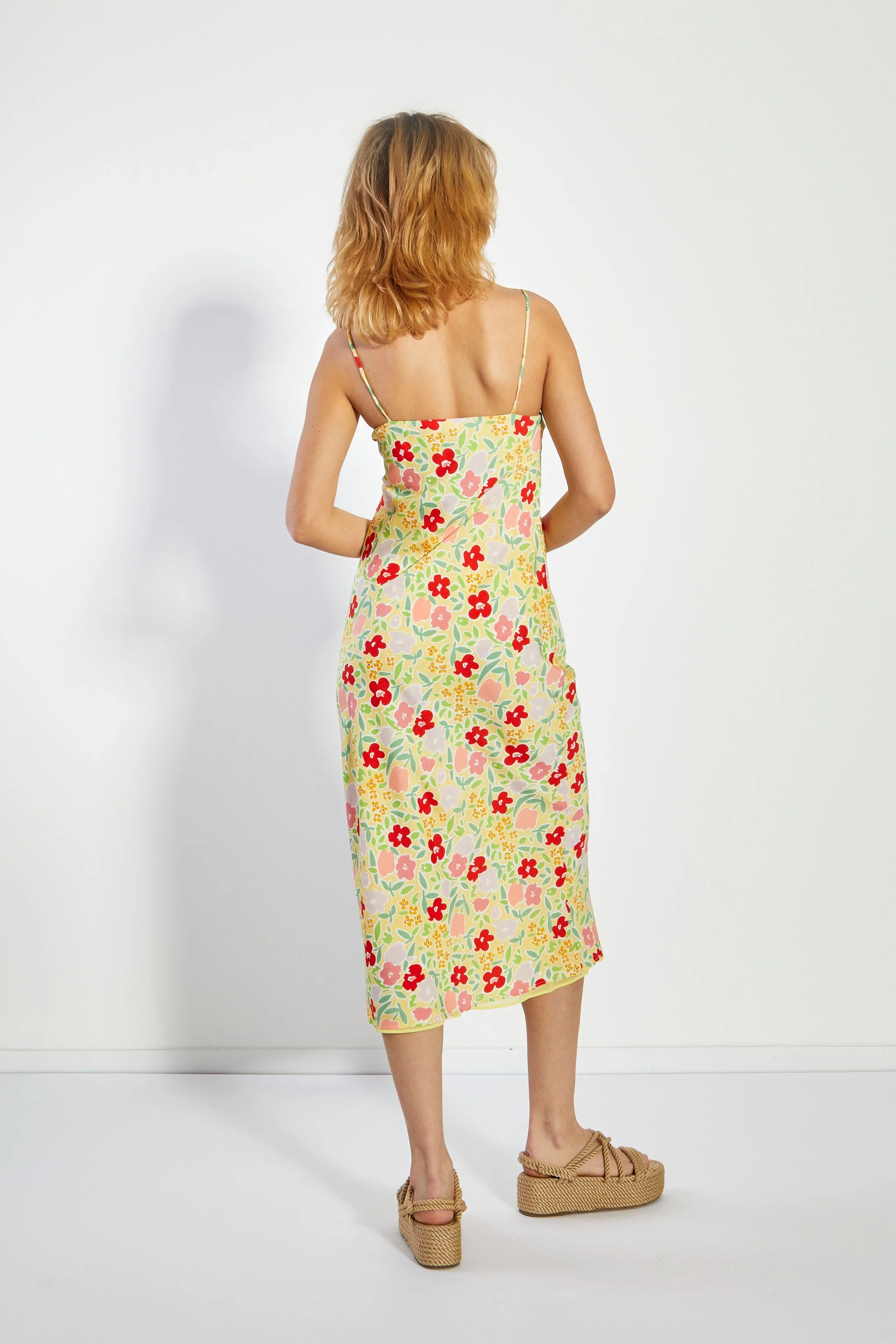 Glamorous Lemon Bold Floral Strappy Midi Dress - Image 2