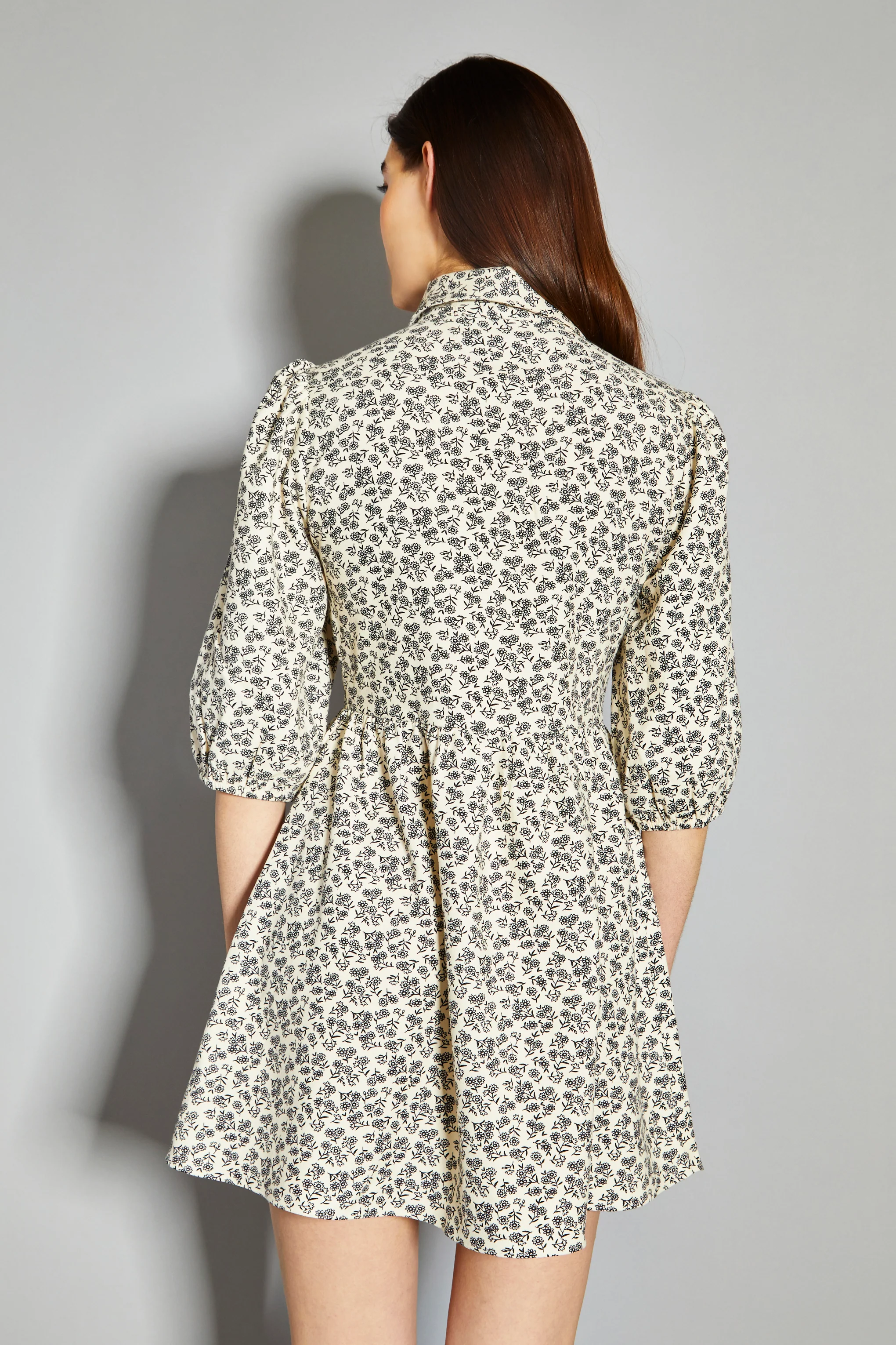 Glamorous Cream Floral Skater Shirt Dress - Image 2