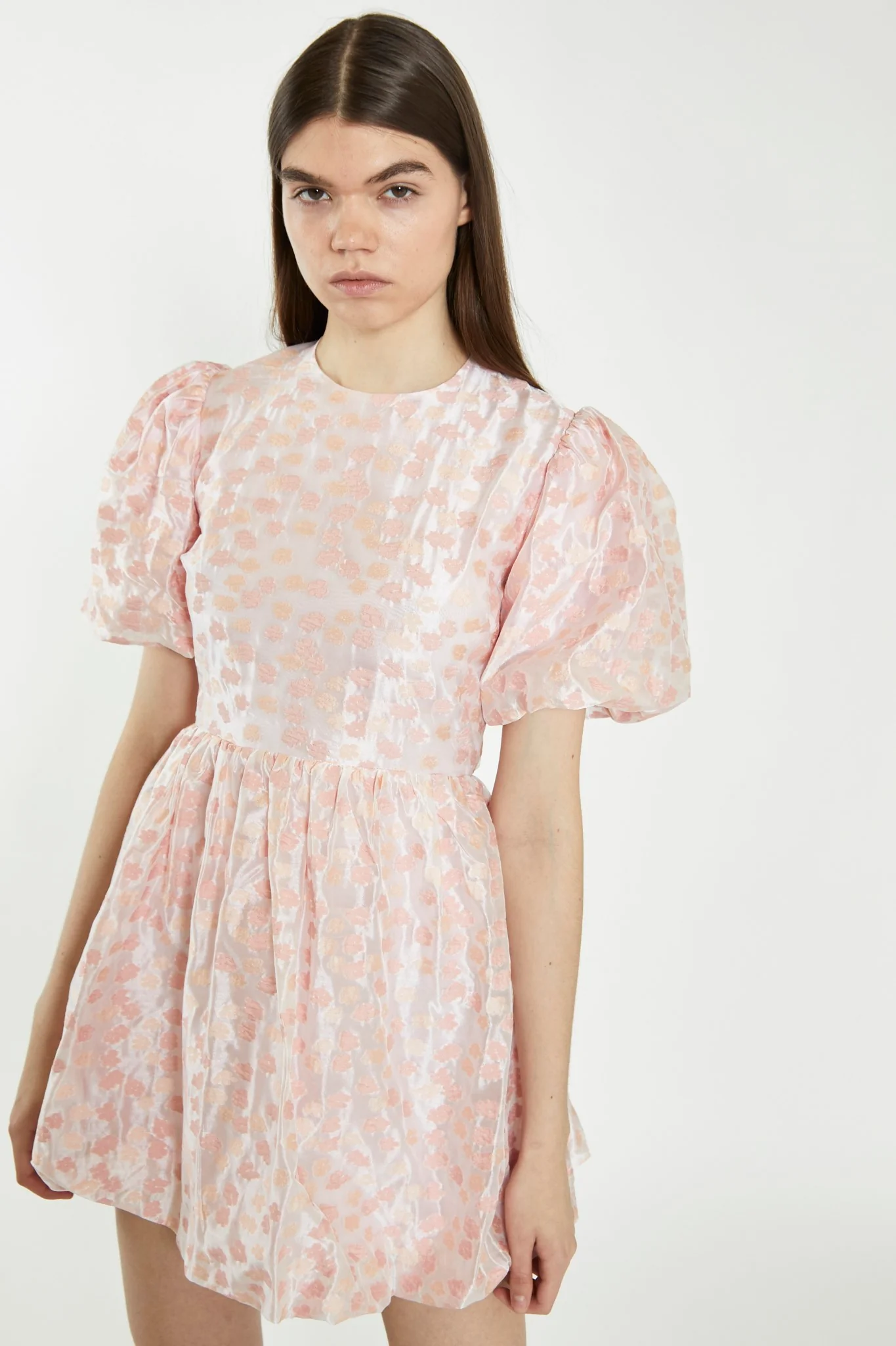 Pink Flower Organza Mini Dress - Image 4