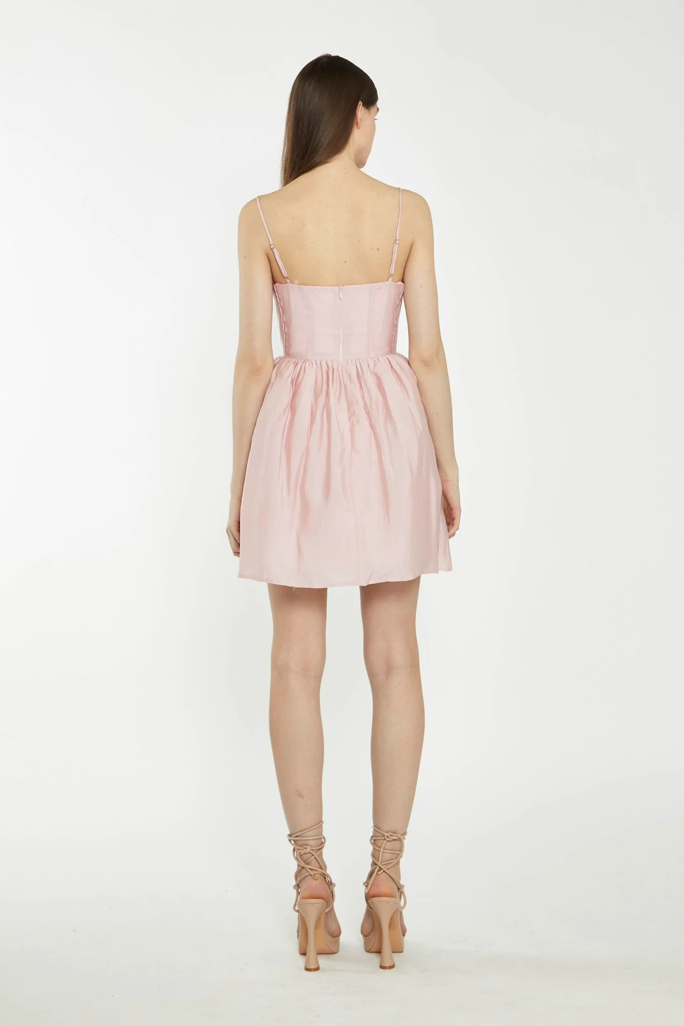 Dusty Pink Corset Skater Mini-Dress - Image 2