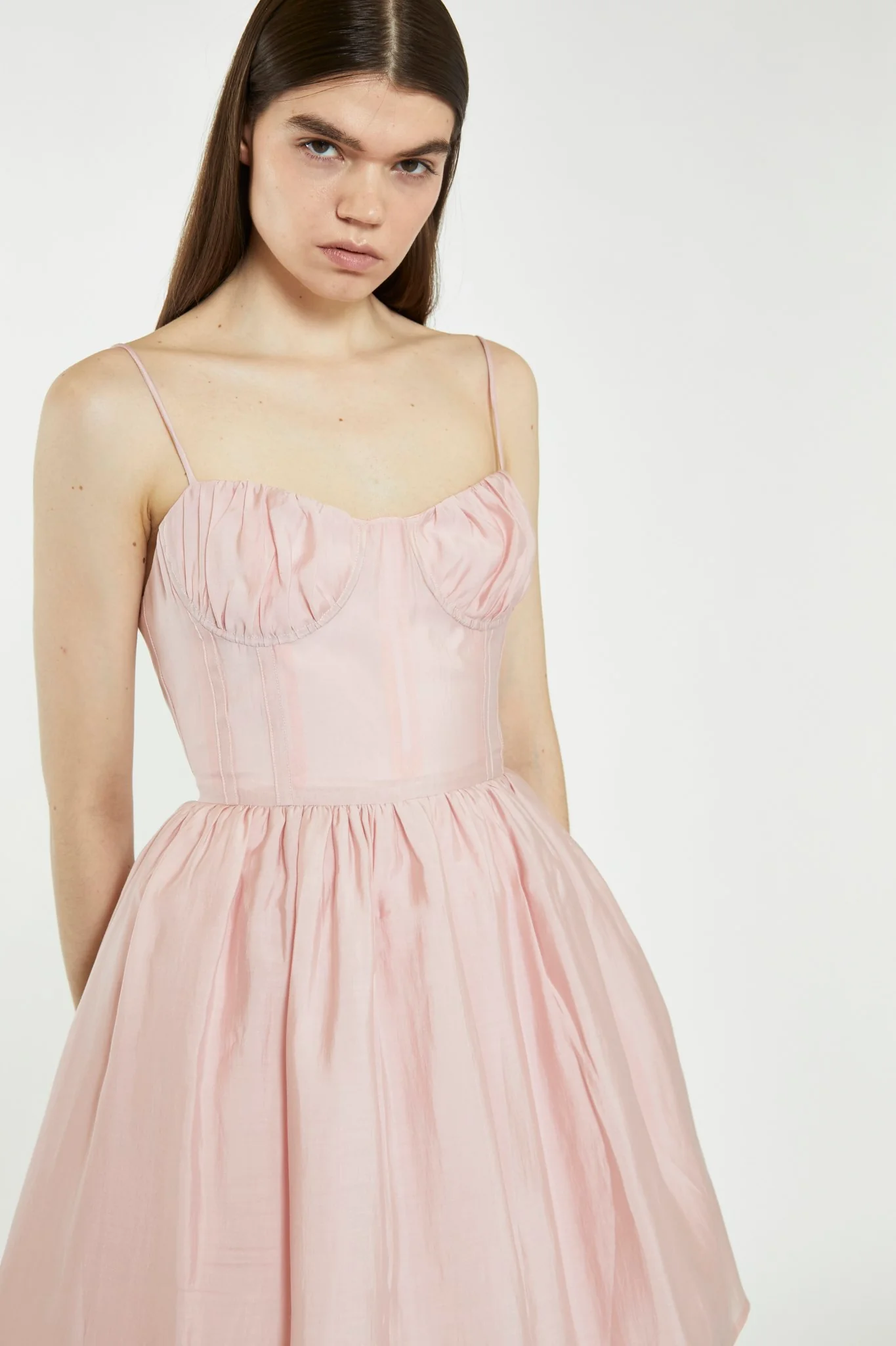 Dusty Pink Corset Skater Mini-Dress - Image 4