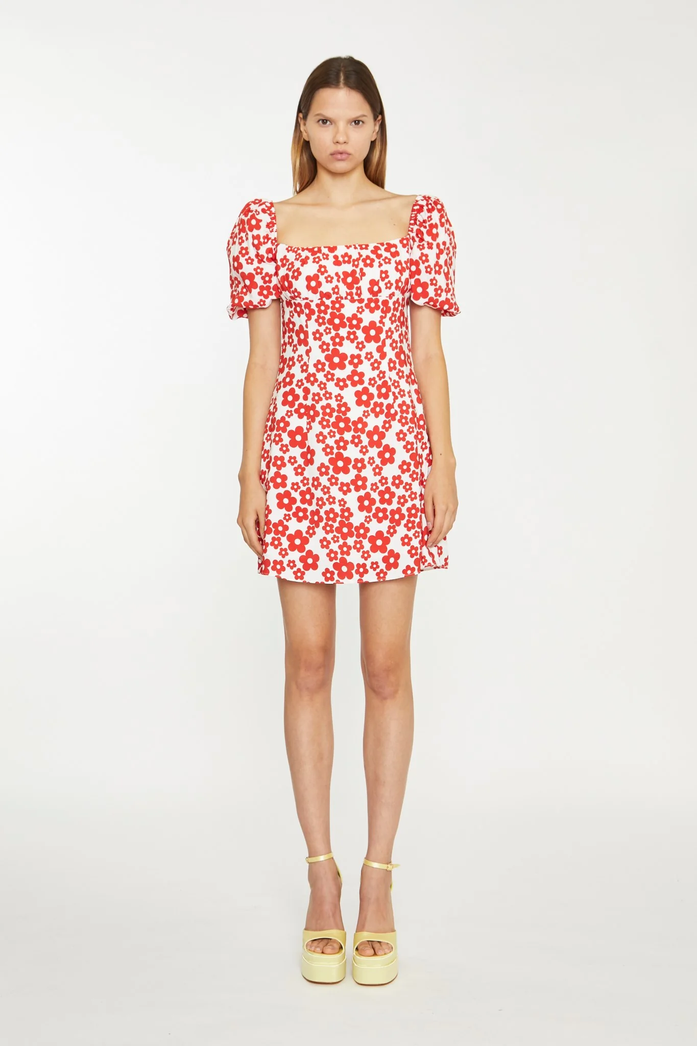White-Red Flower Tie-Back Mini Dress - Image 3