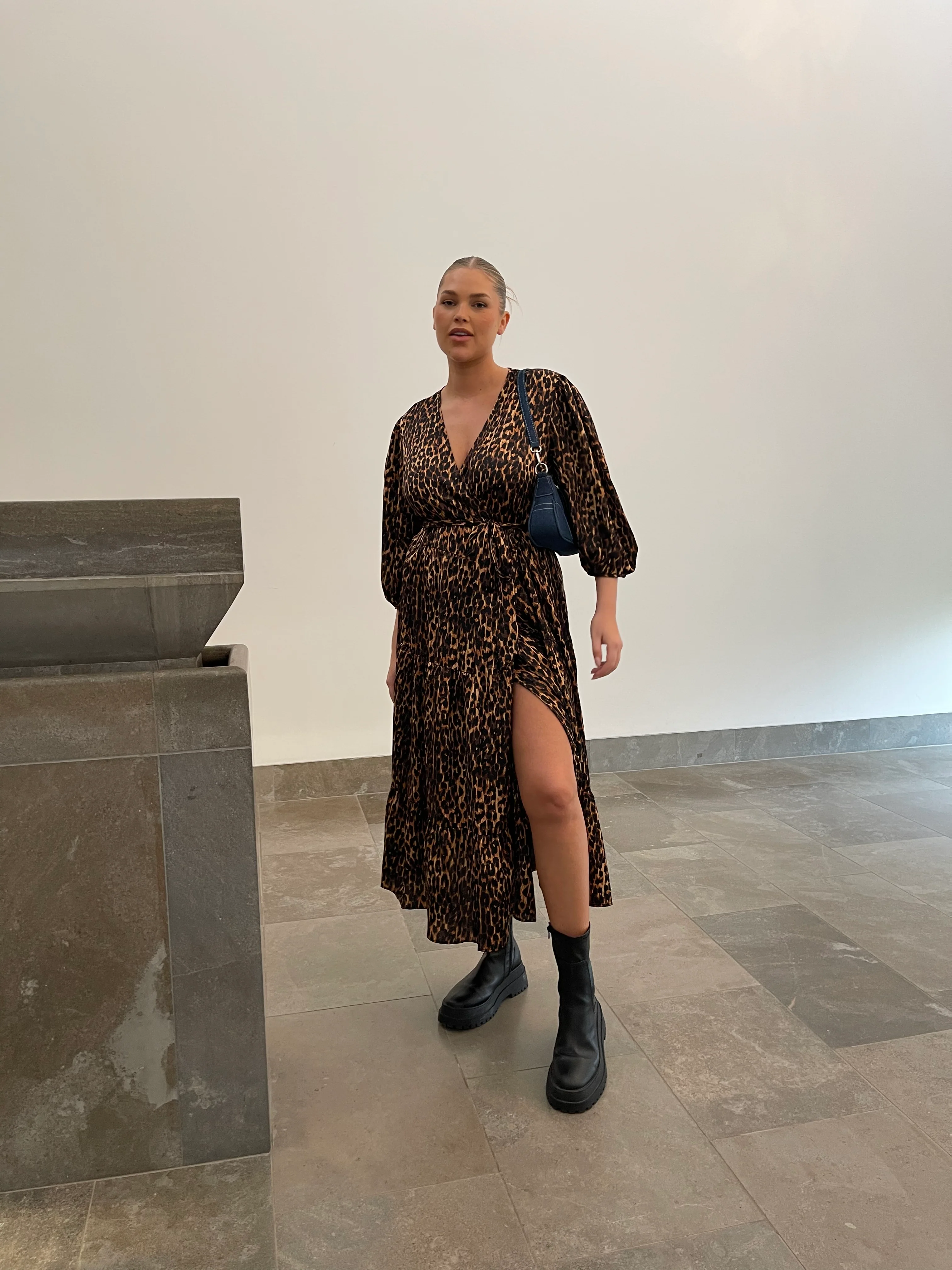 Brown Leopard Tiered Wrap Midaxi-Dress - Image 3