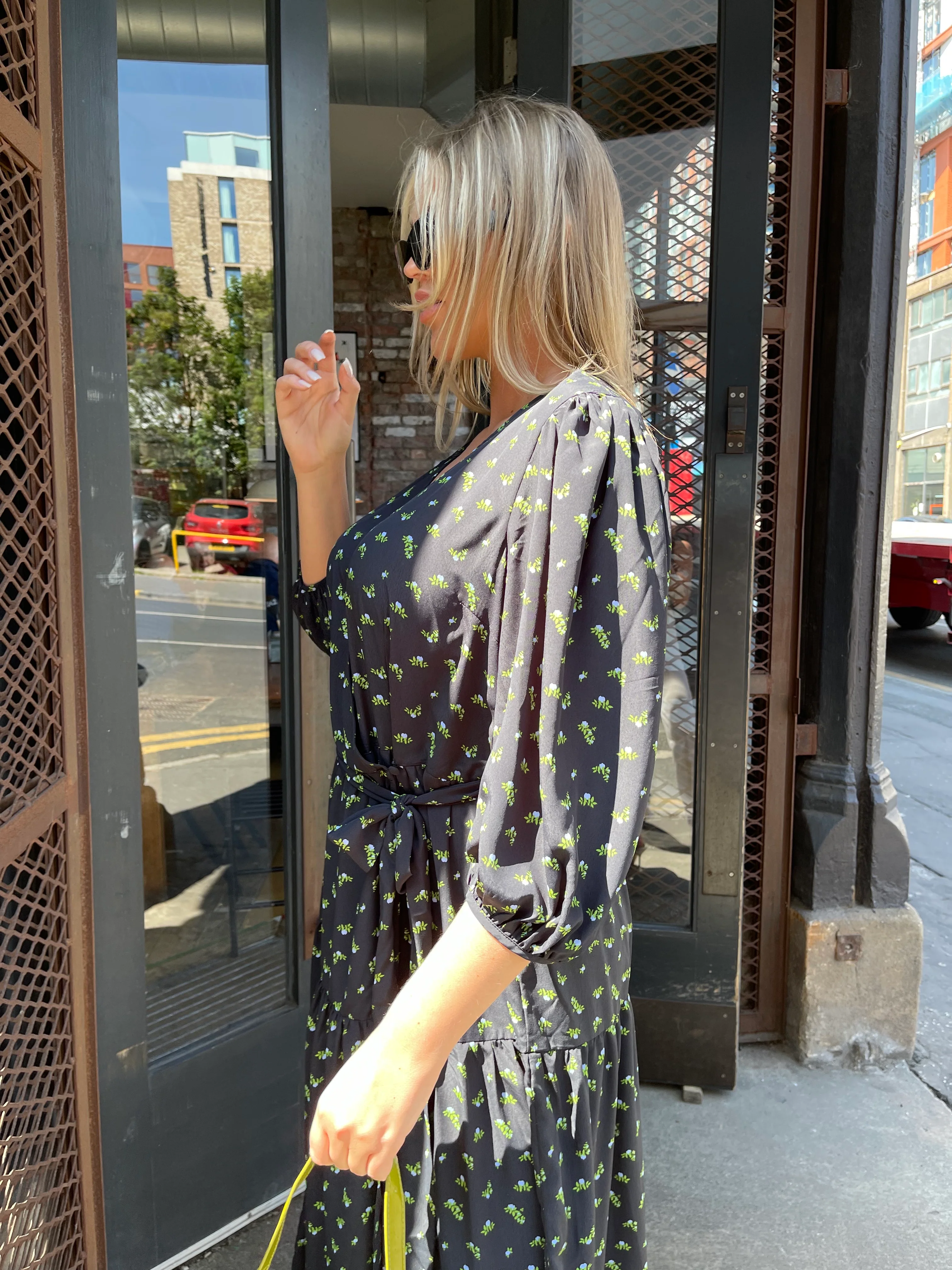 Rosebud Floral Tiered Wrap Front Midaxi-dress - Image 5