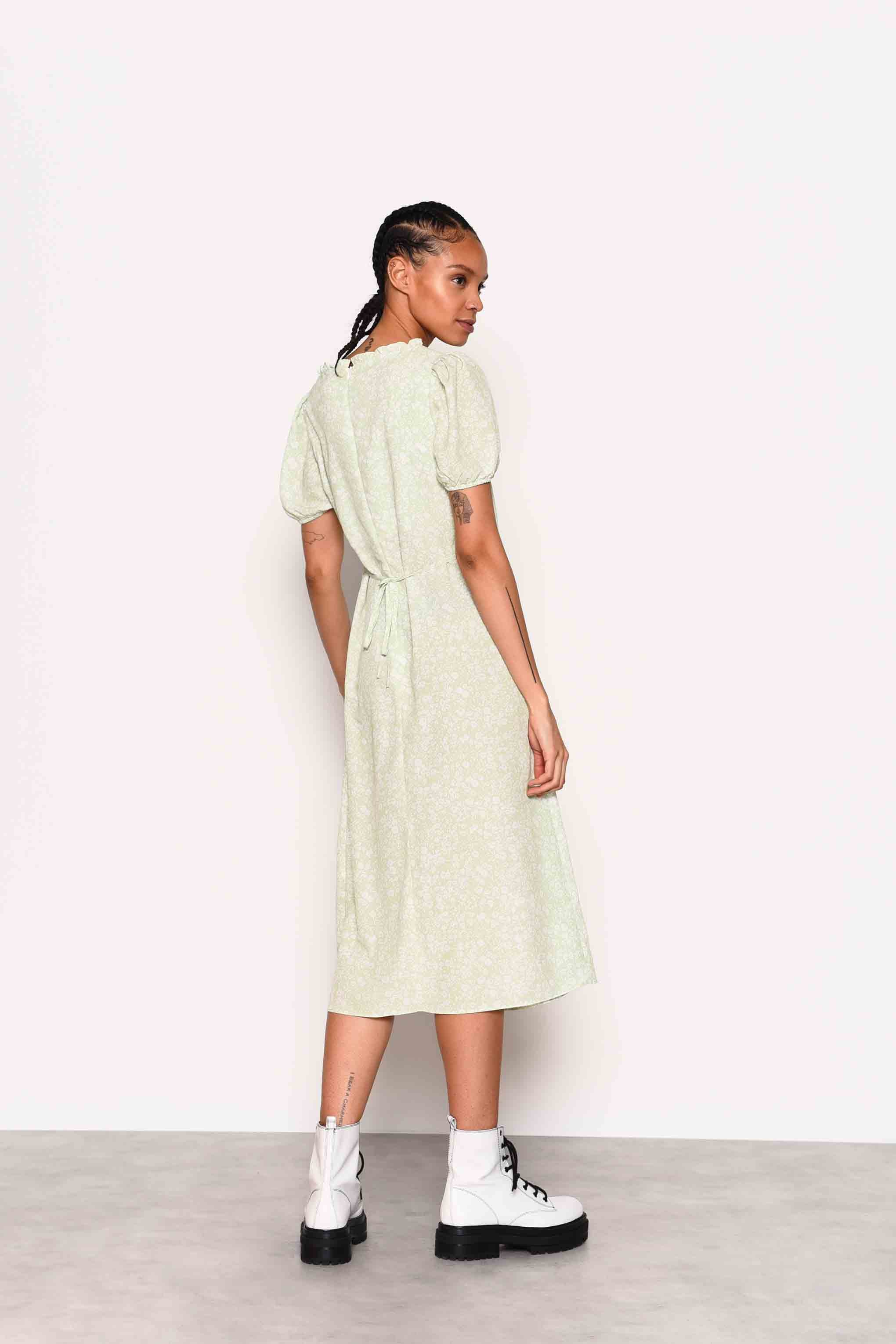 Glamorous Green Ditsy Print Side Split Midi Dress - Image 2