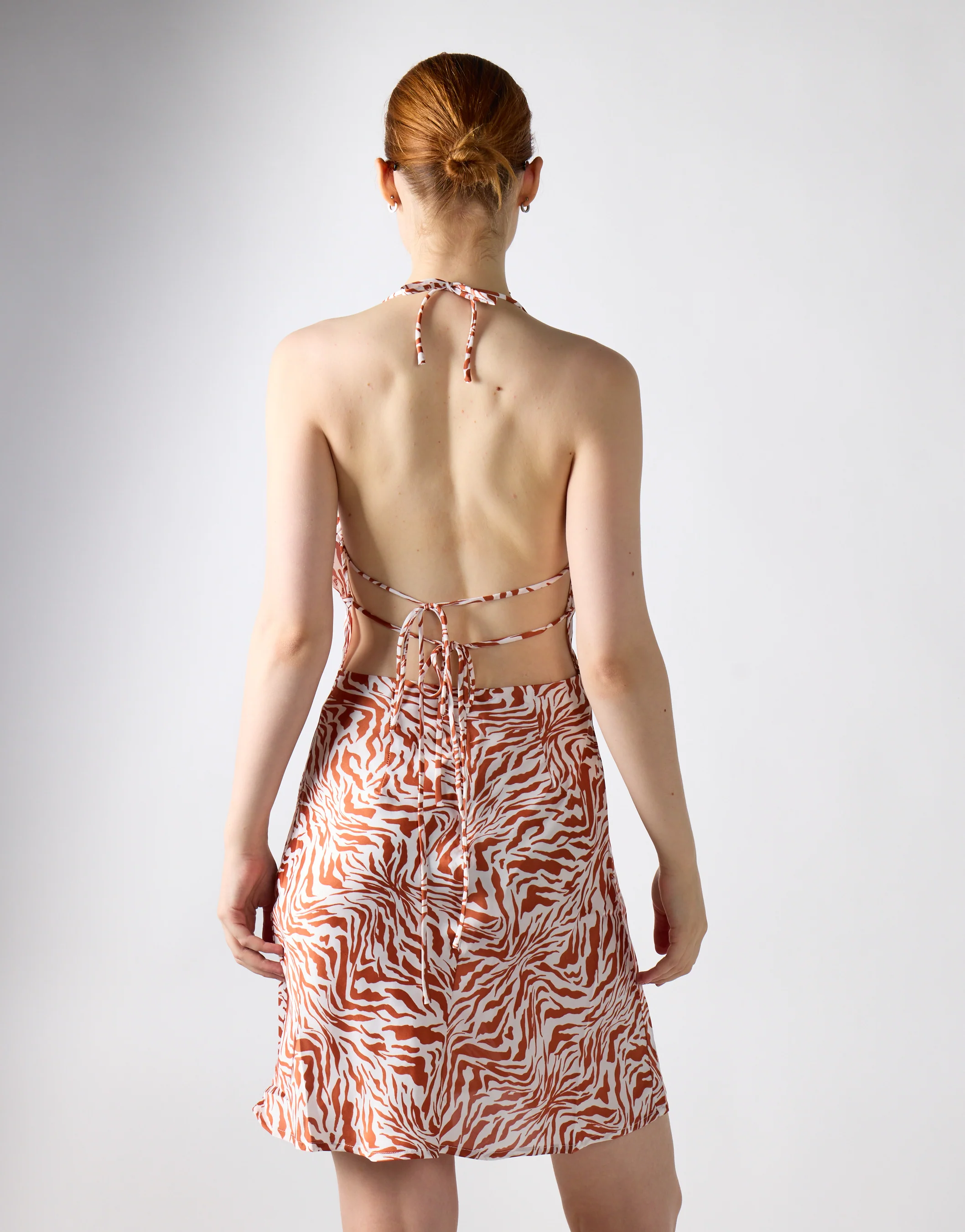 Glamorous Care Tan Zebra Print Cowl Neck Mini Dress - Image 2