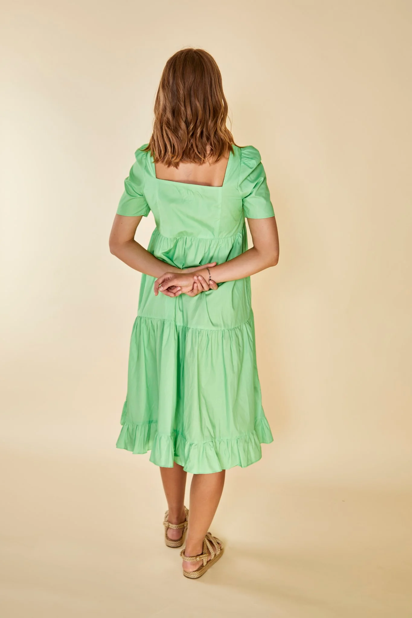 Glamorous Care Square Neck Tiered Smock Midi Dress - Image 2