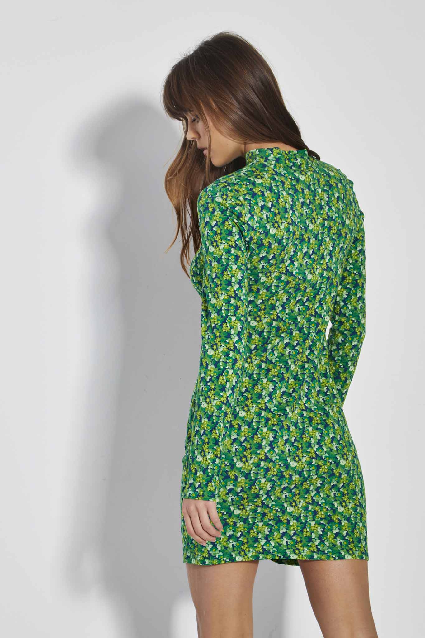Glamorous Care Lime Blue Floral Ruched Front Mini Dress - Image 2