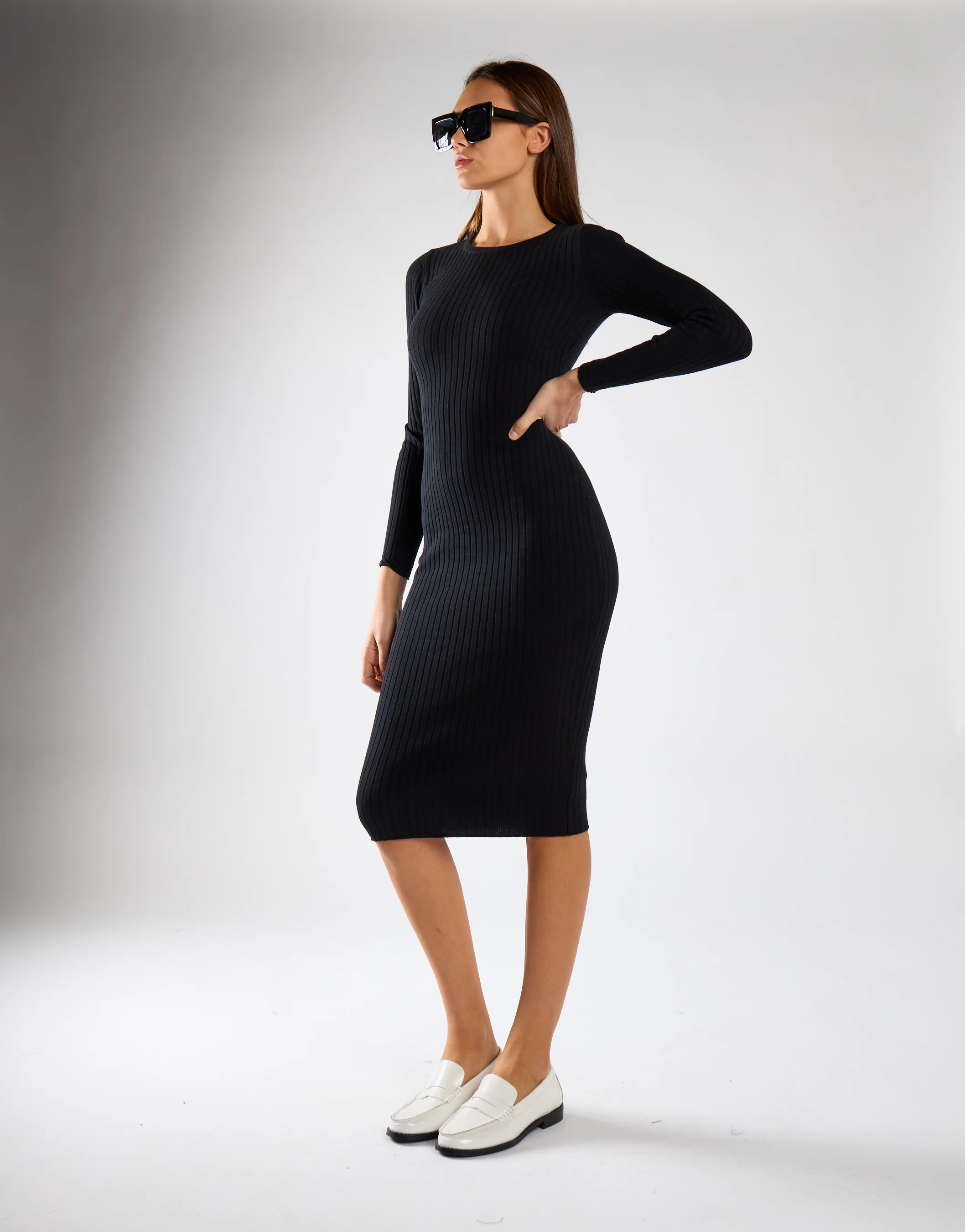 Glamorous Care Black Knitted Open Back Midi Dress - Image 3