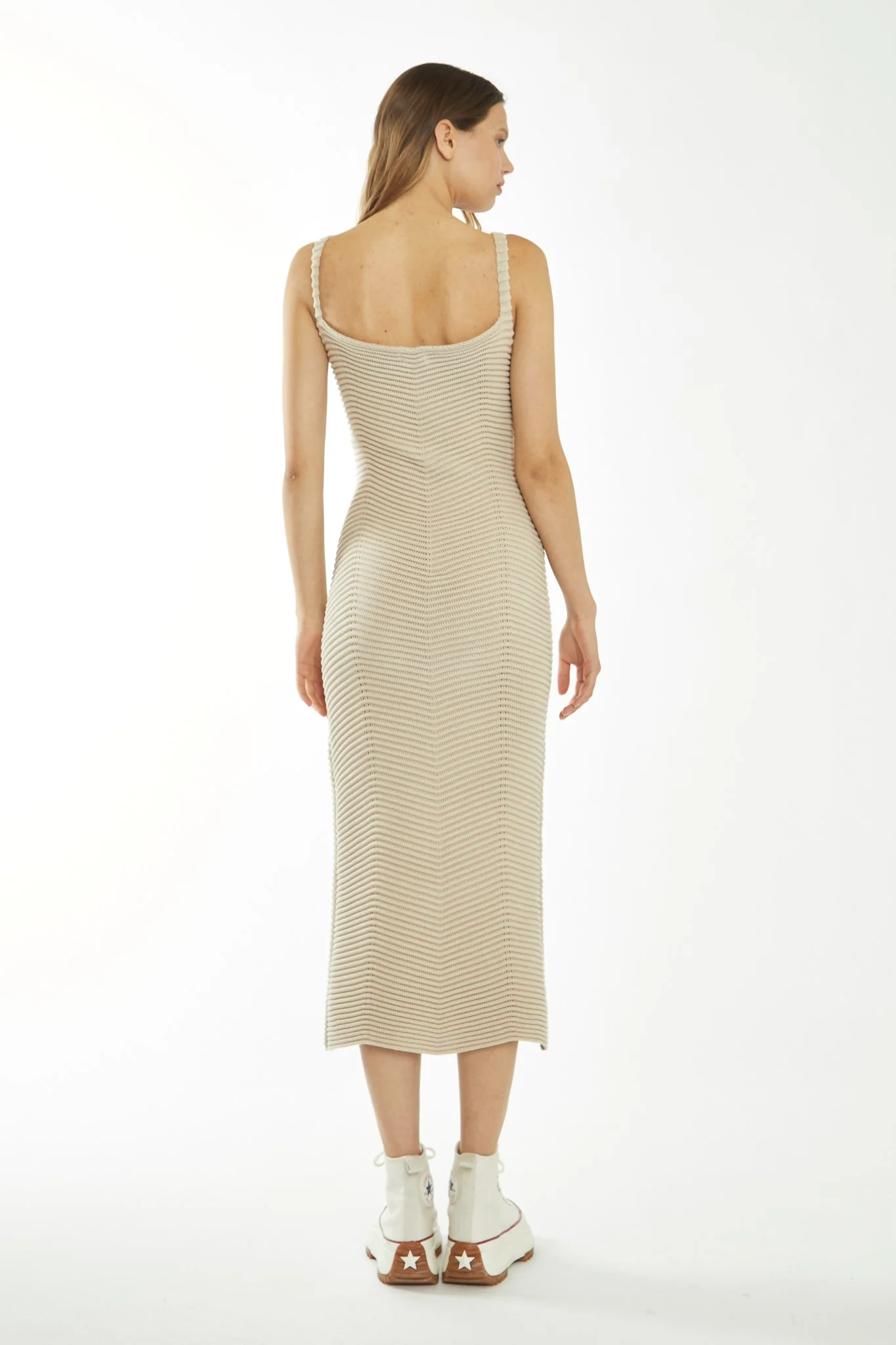 Stone V-Neck Bodycon Midi-Dress - Image 2