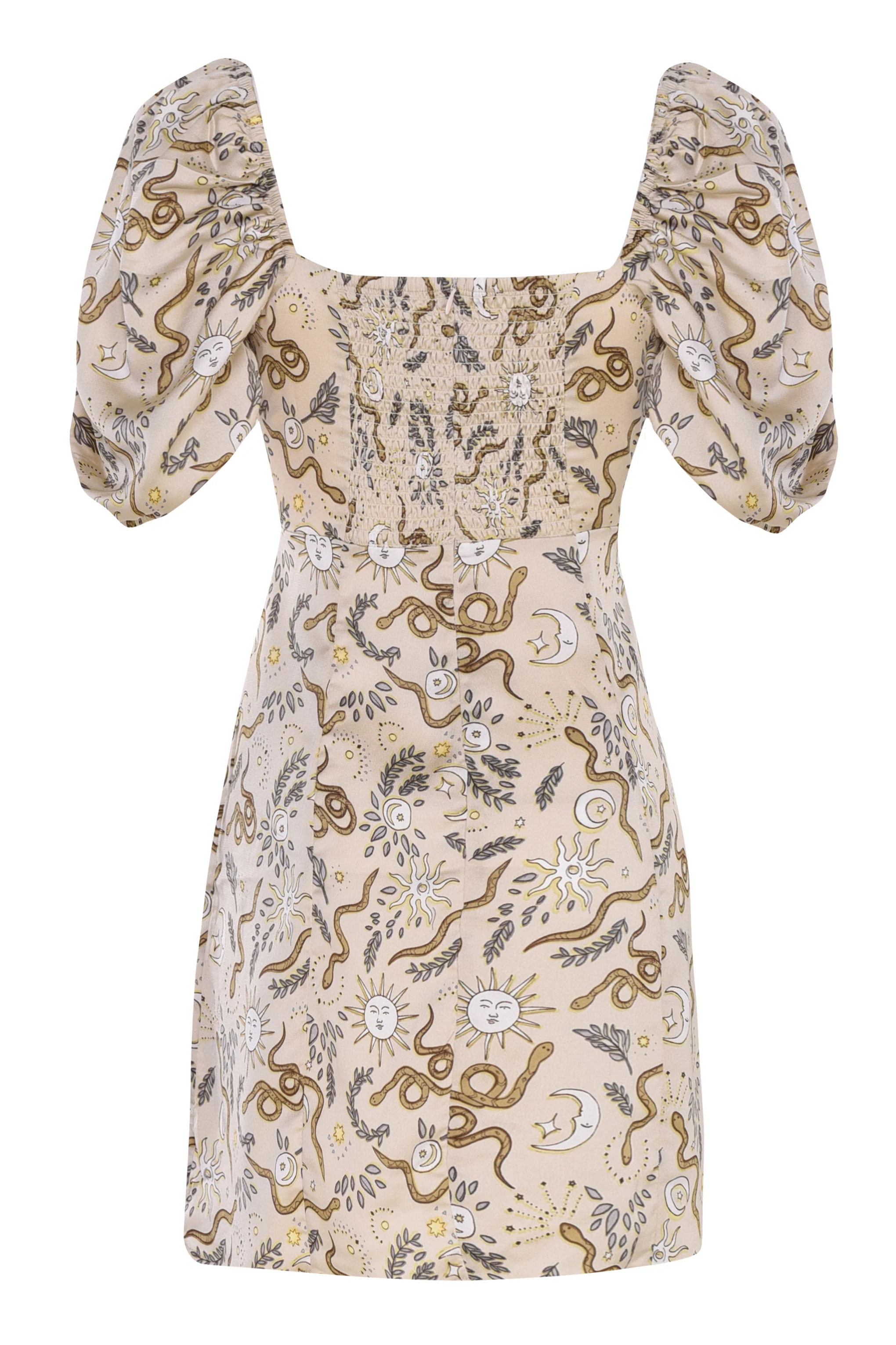 Glamorous Stone Sun Moon Pattern Square Neck Mini Dress - Image 2
