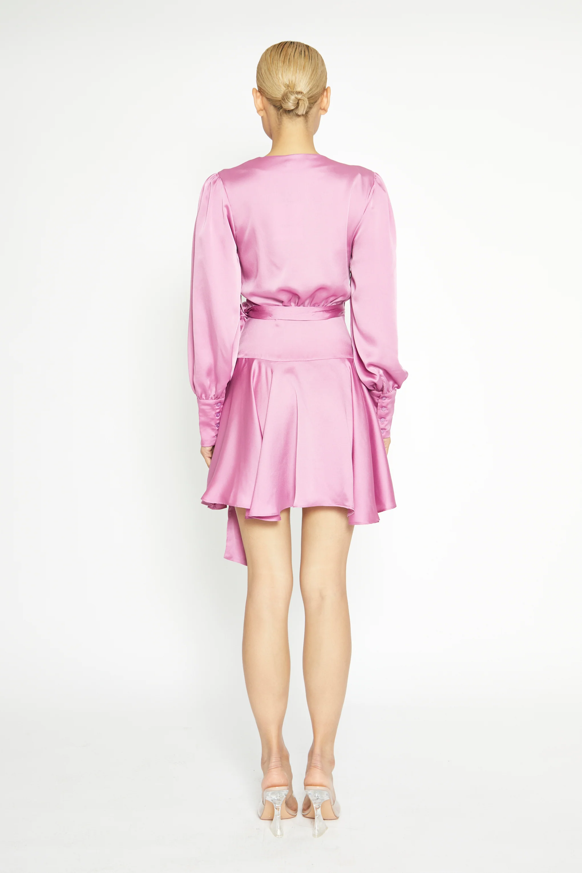 Glamorous Orchid Long Sleeve Mini Wrap Dress - Image 4