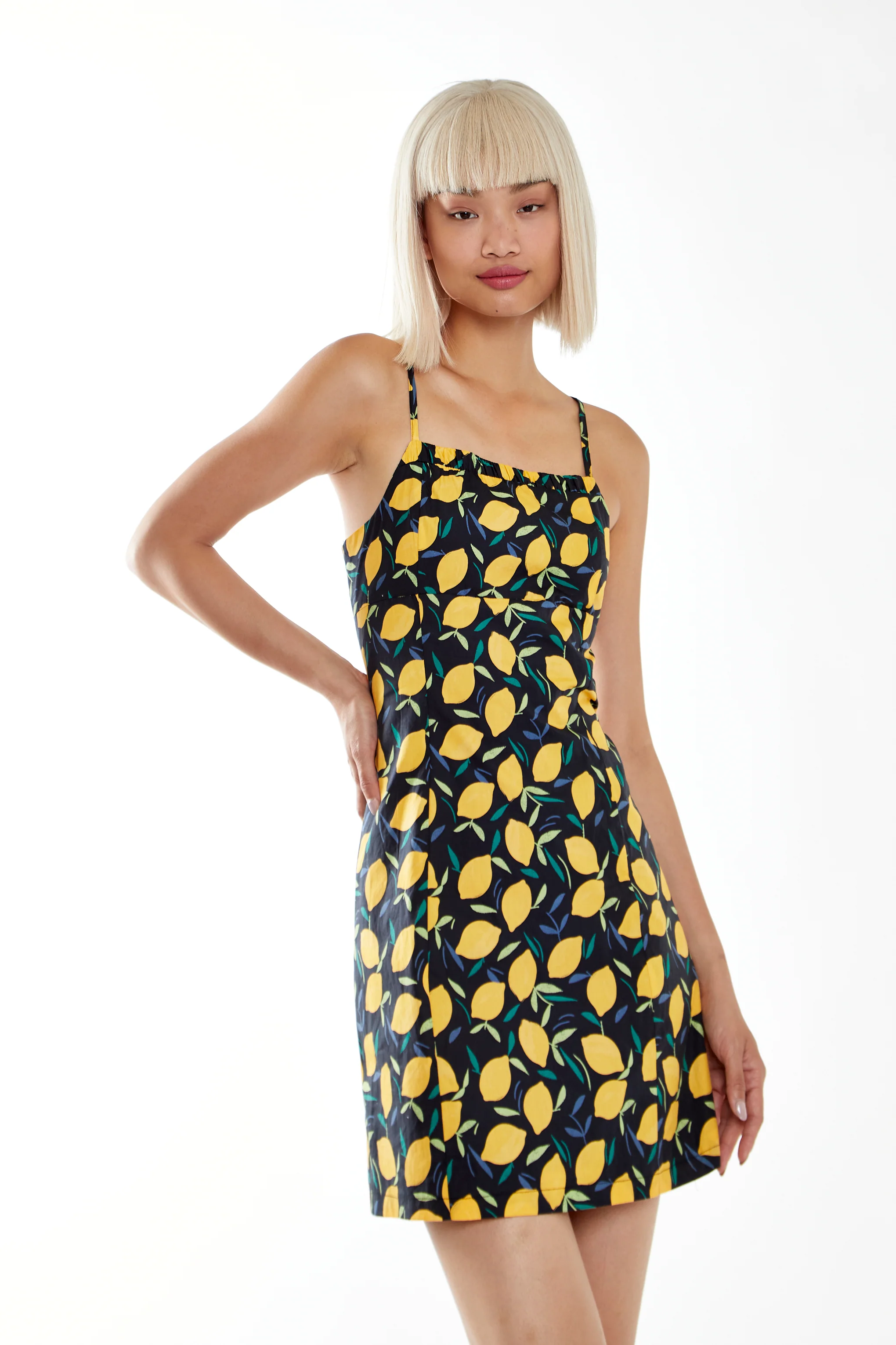 Glamorous Lemon Print Strappy Fitted Mini Dress - Image 2
