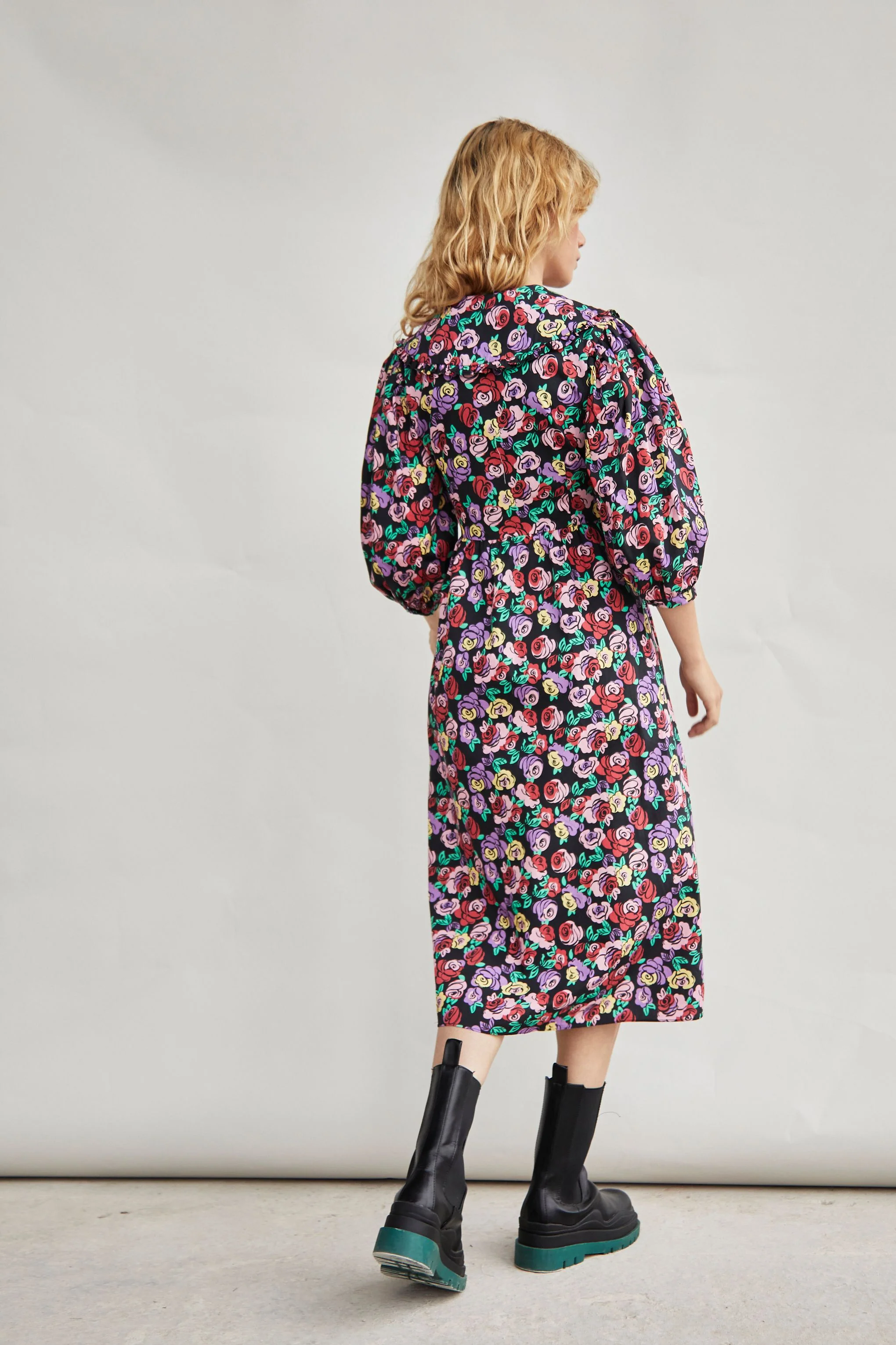 Glamorous Multi Graphic Rose Collar Short Sleeve Mini Dress - Image 3
