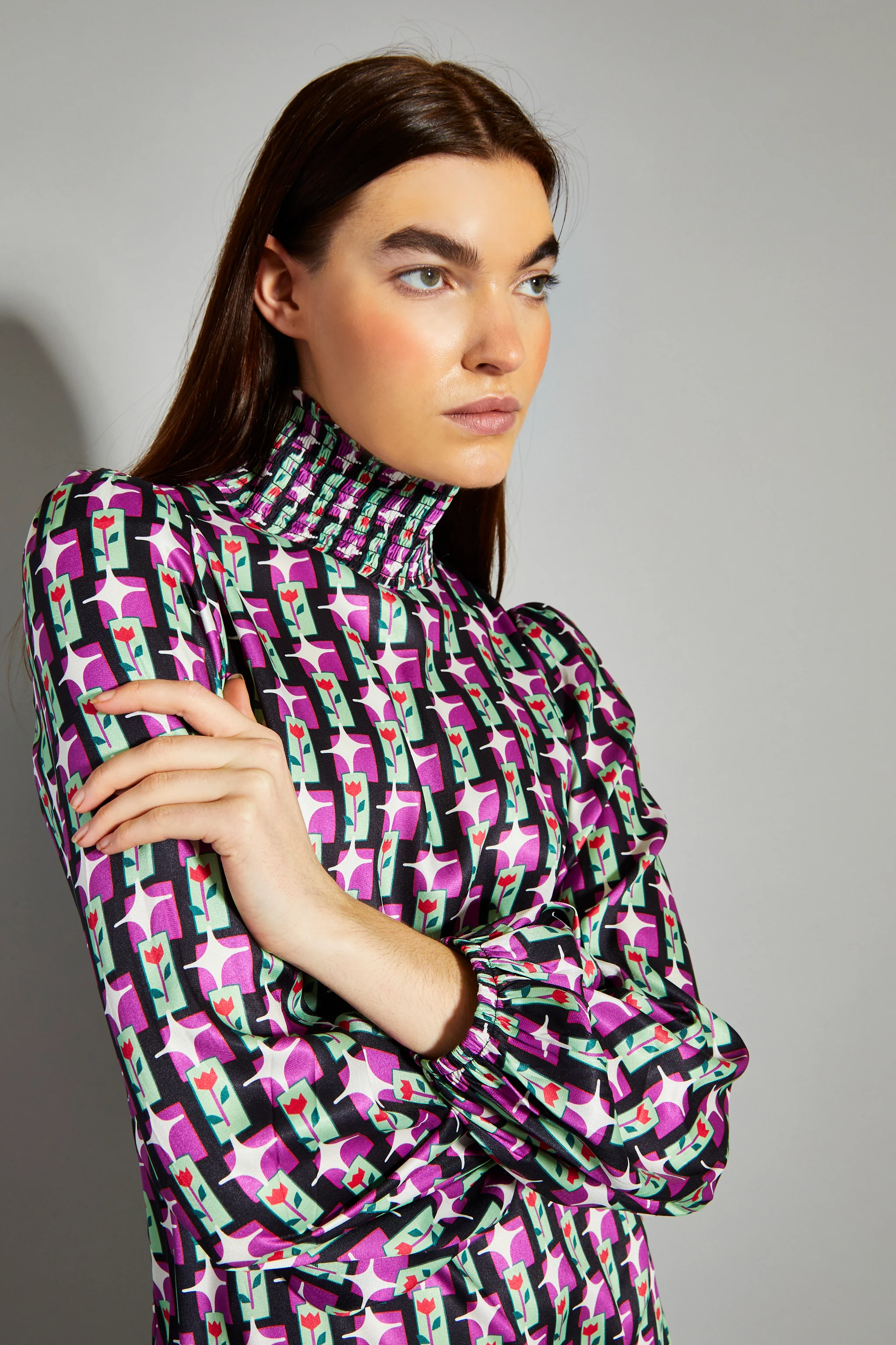 Glamorous Tulip Multi Geo Print High Neck Mini Dress - Image 2