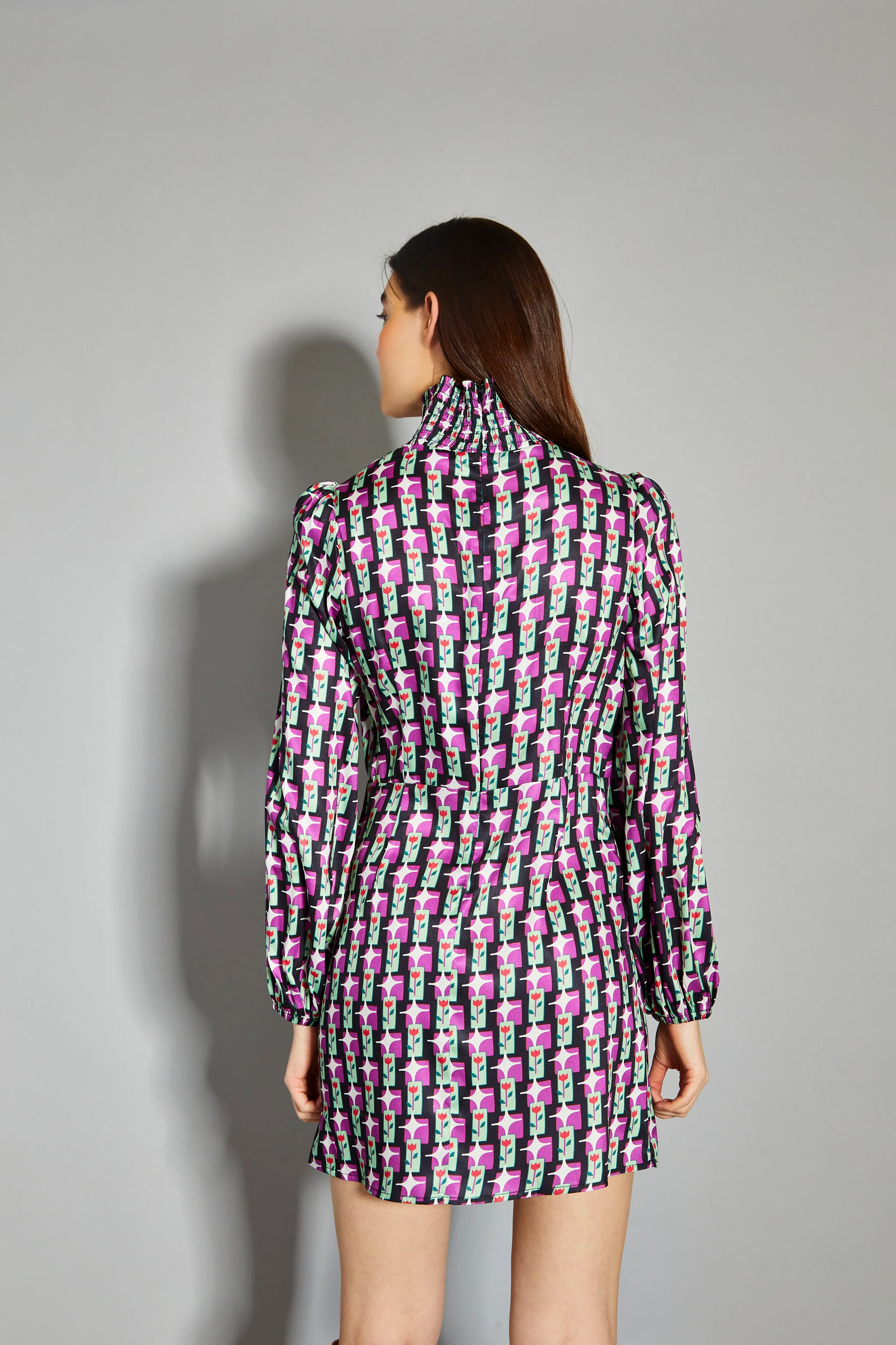 Glamorous Tulip Multi Geo Print High Neck Mini Dress - Image 3