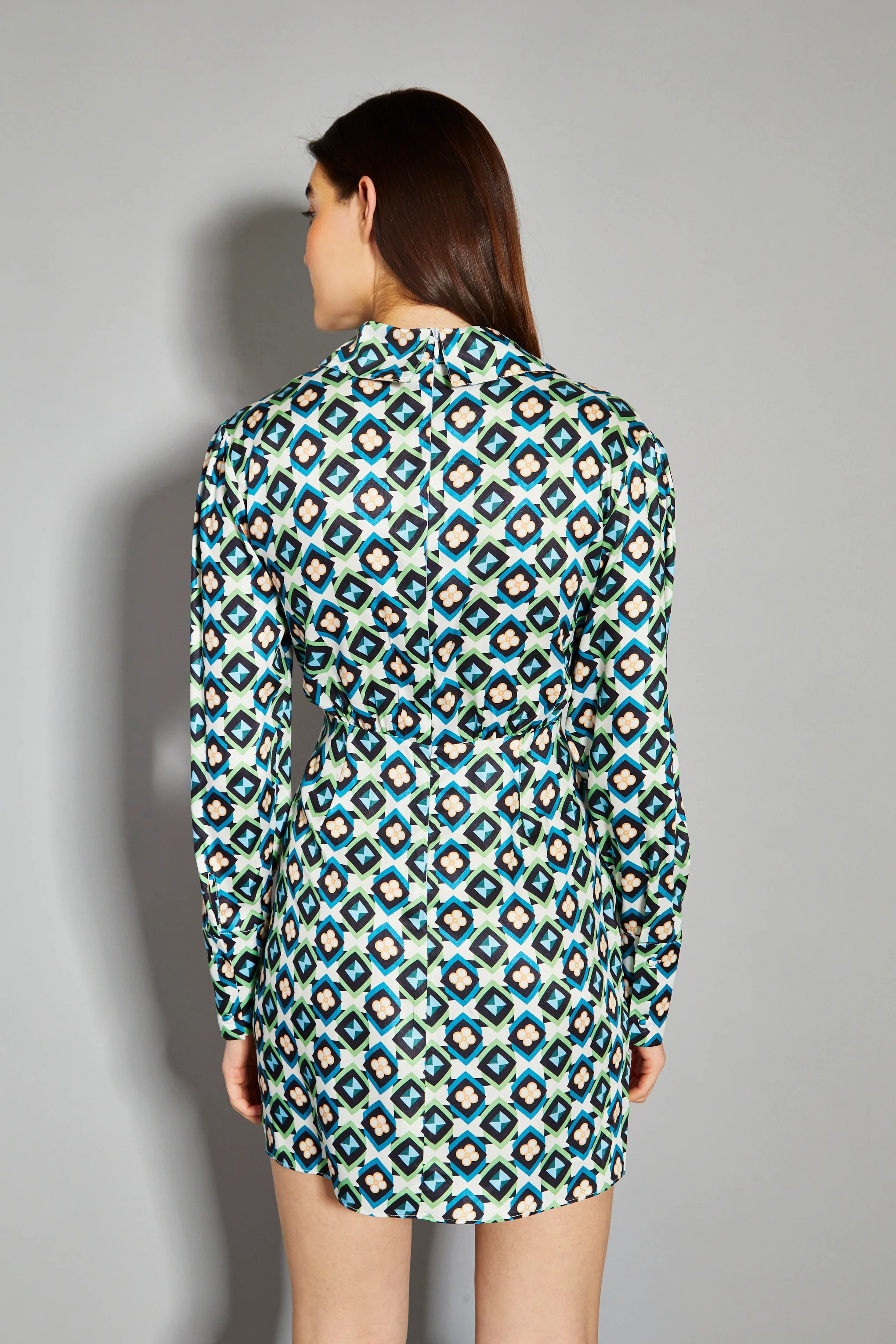 Glamorous Cream Multi Geo Flower Print V-Neck Mini Dress - Image 2