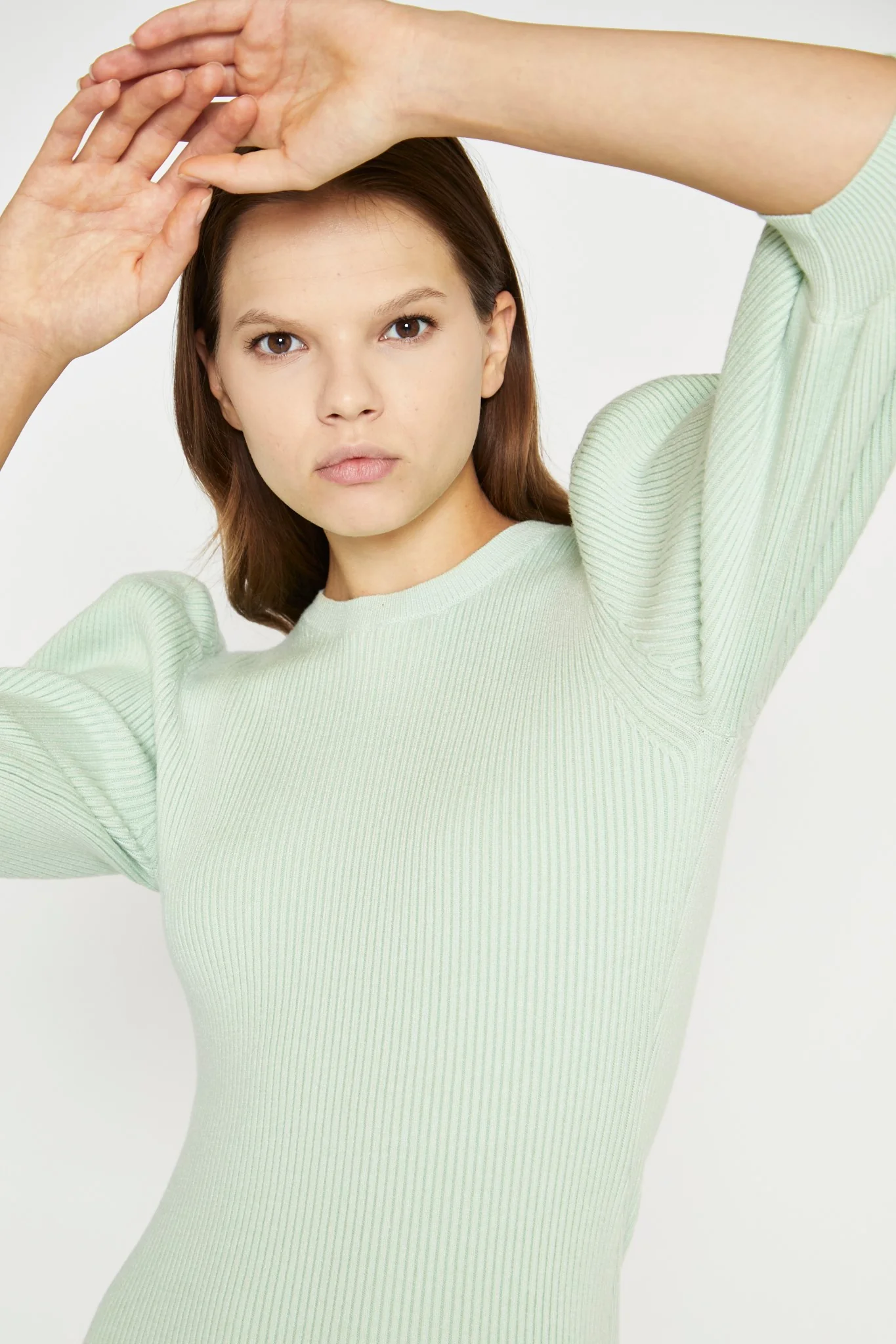 Mint Knitted Bodycon Mini-Dress - Image 3