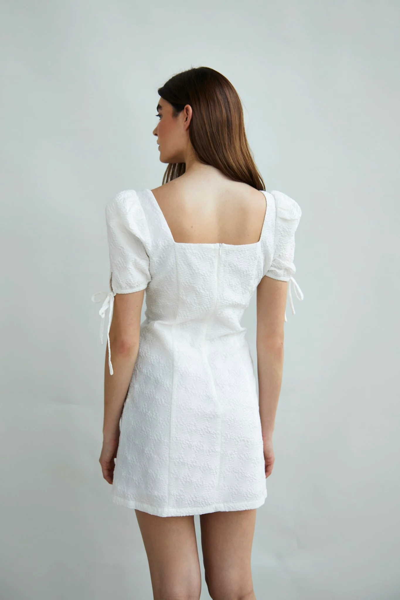 Glamorous Collection Puff Sleeve Mini Dress with Tie Detail - Image 2