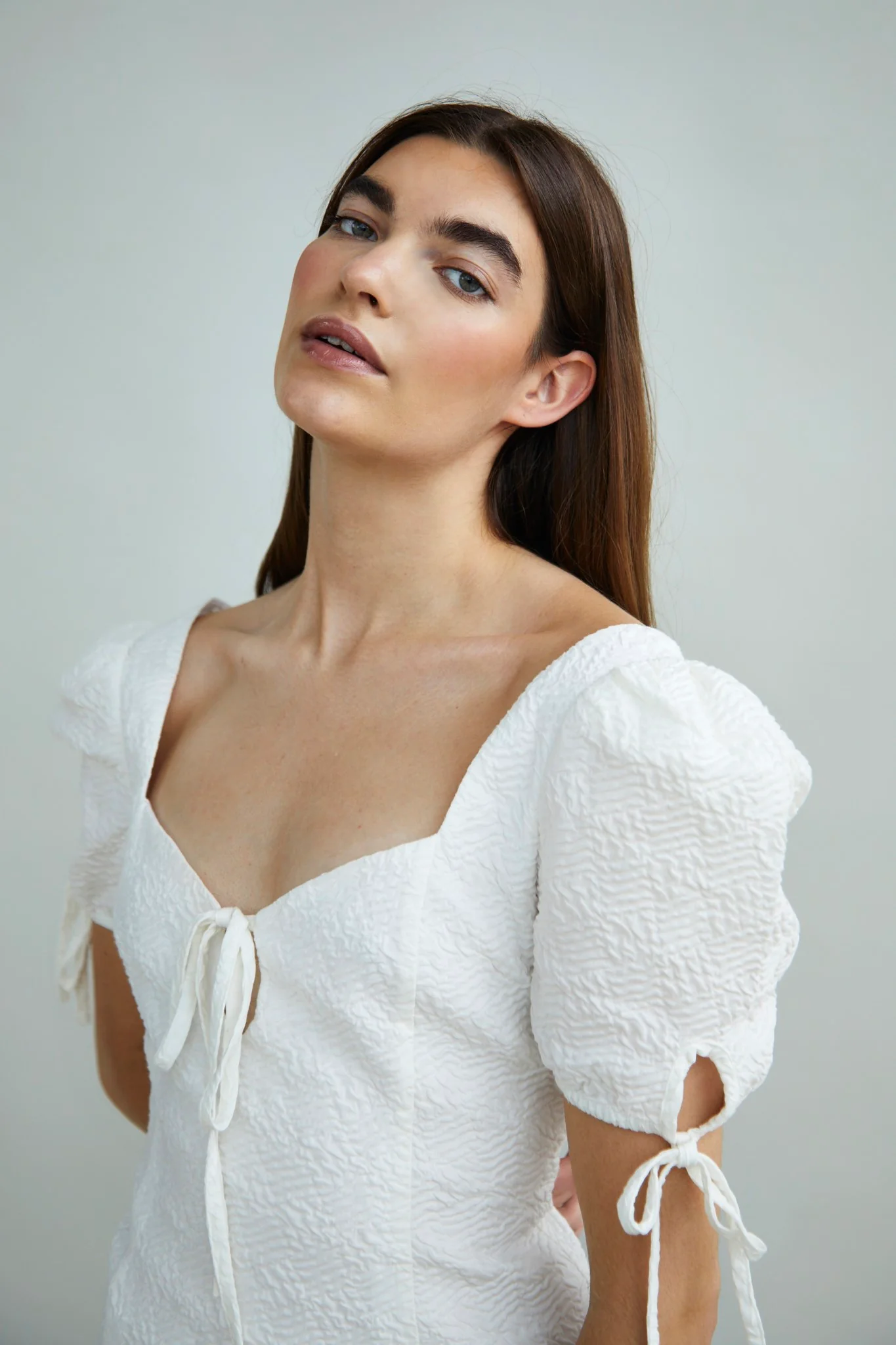 Glamorous Collection Puff Sleeve Mini Dress with Tie Detail - Image 4