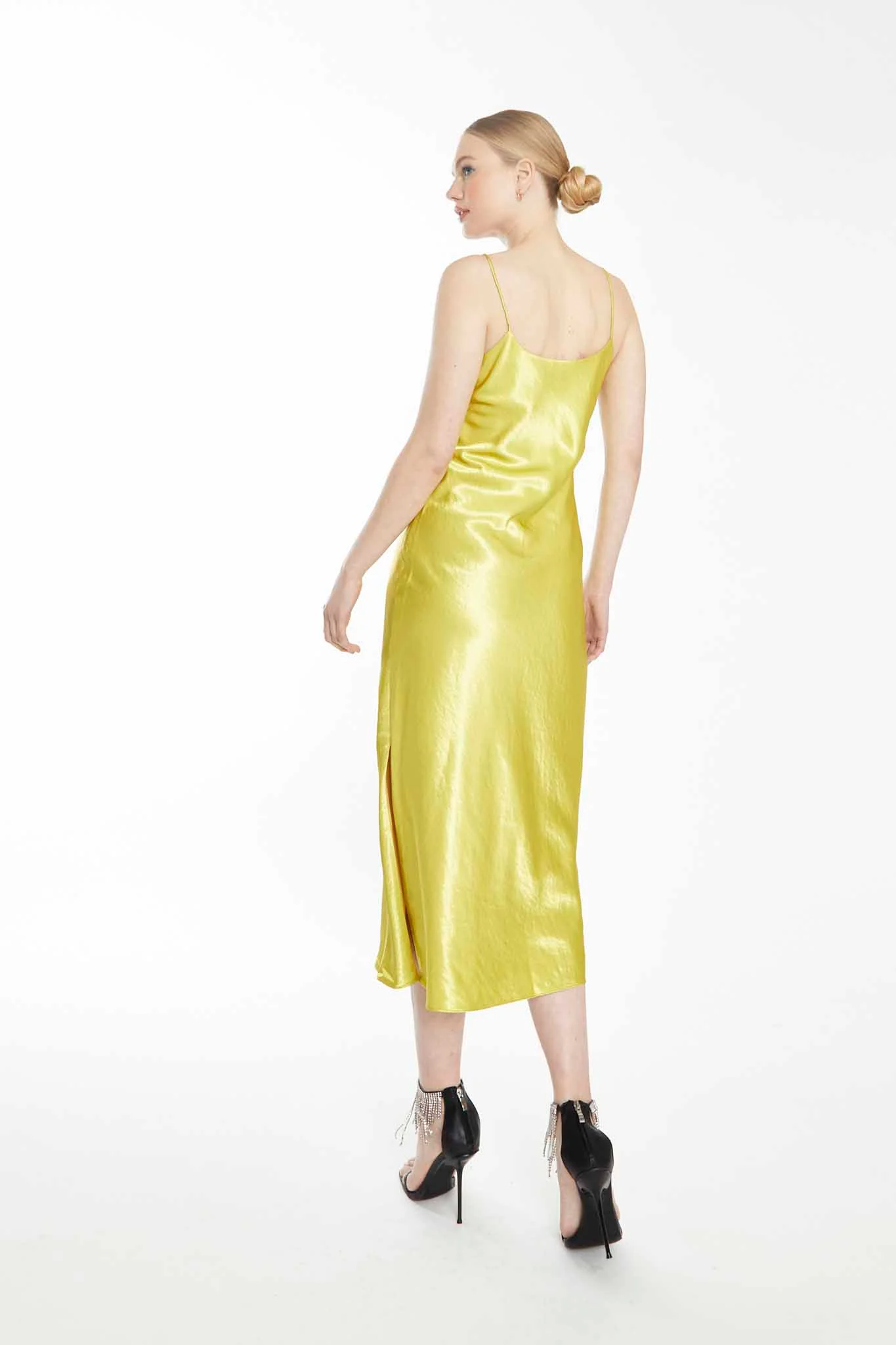 Glamorous Lime Bias-Cut Midaxi Dress with Side Split - Image 2