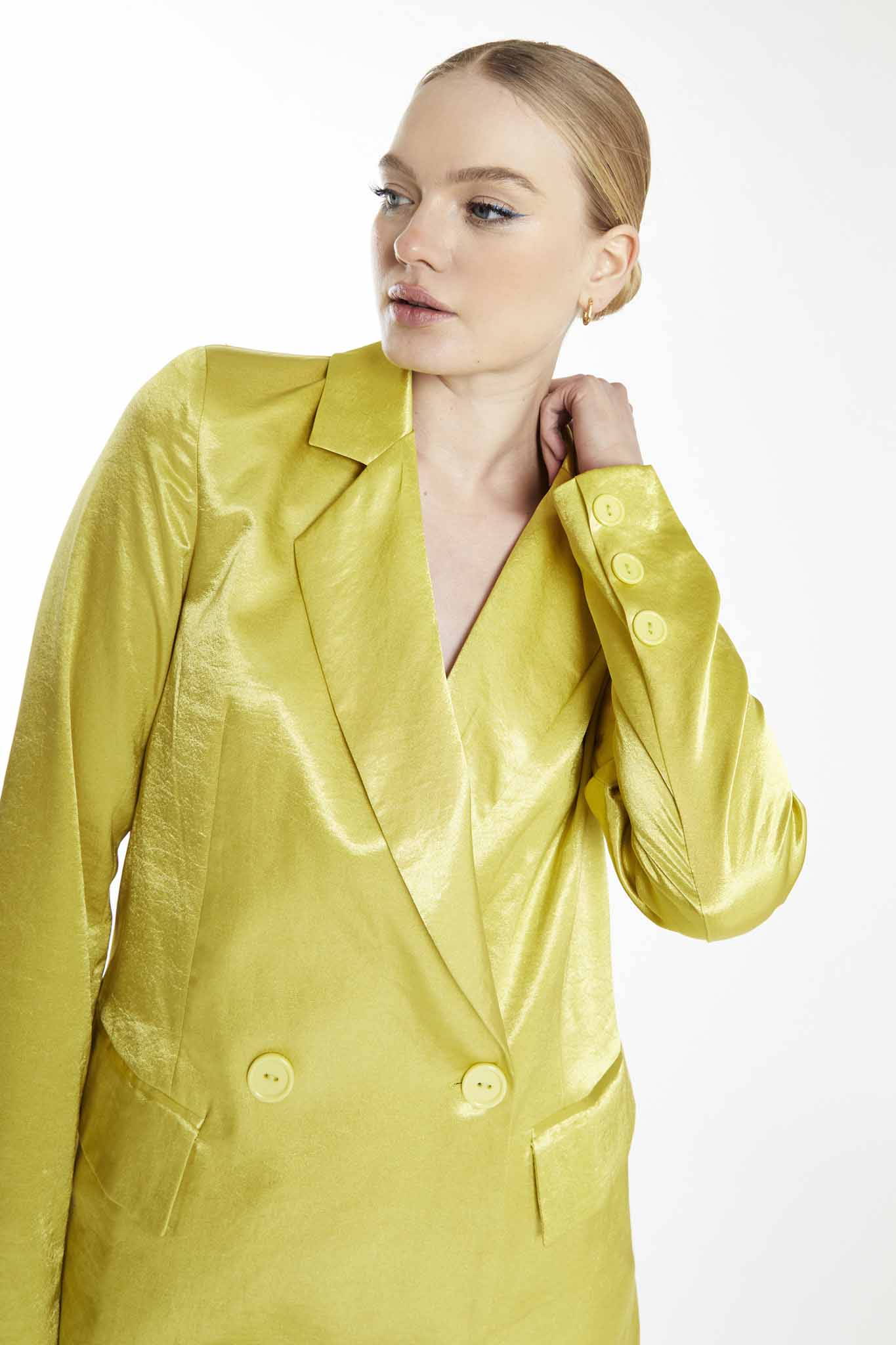 Glamorous Collection Lime Double Breasted Blazer Dress - Image 4