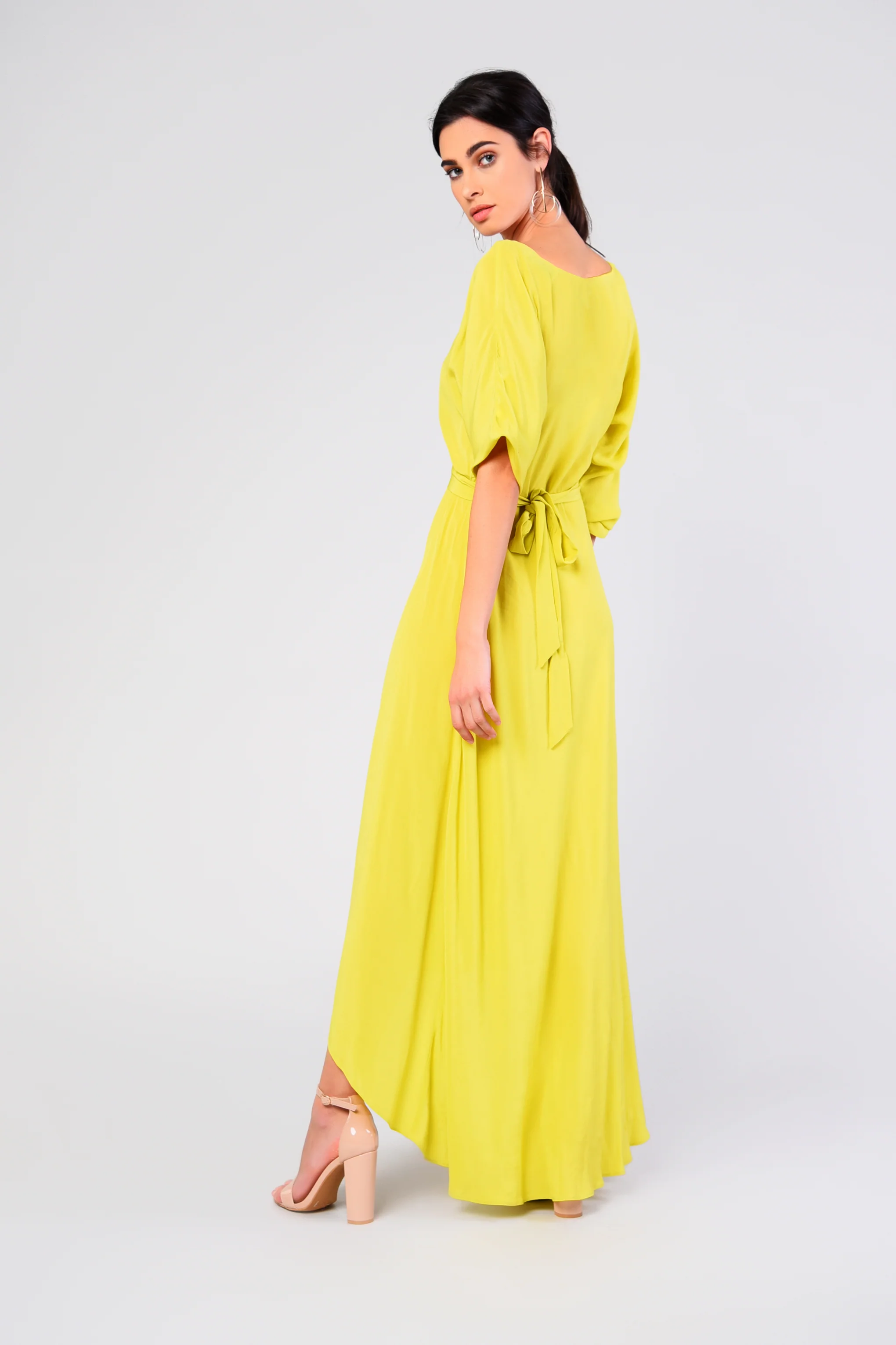 Glamorous Lime V- Neck Wrap Midi Dress - Image 2