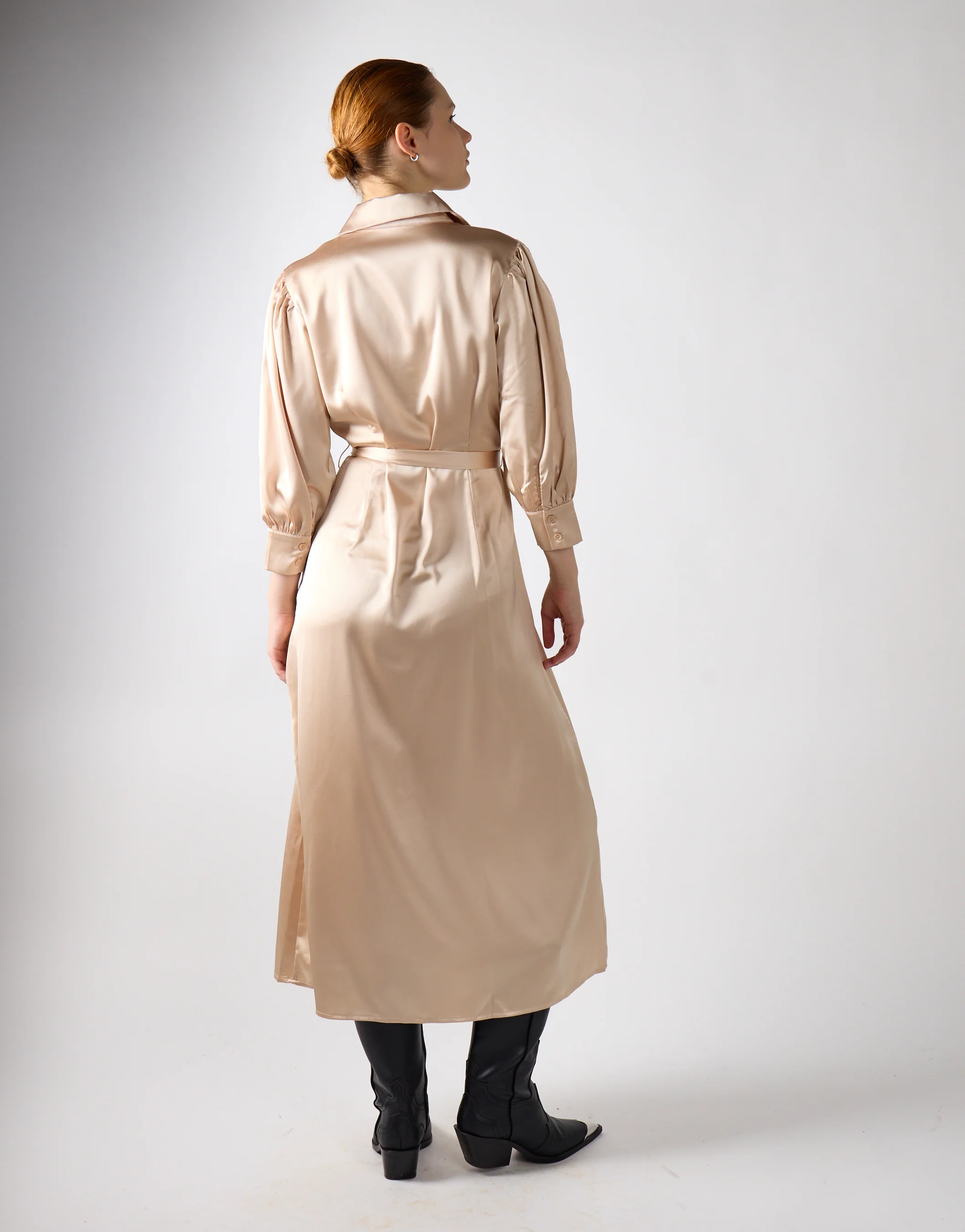 Sand Satin Midaxi Shirt Dress - Image 2