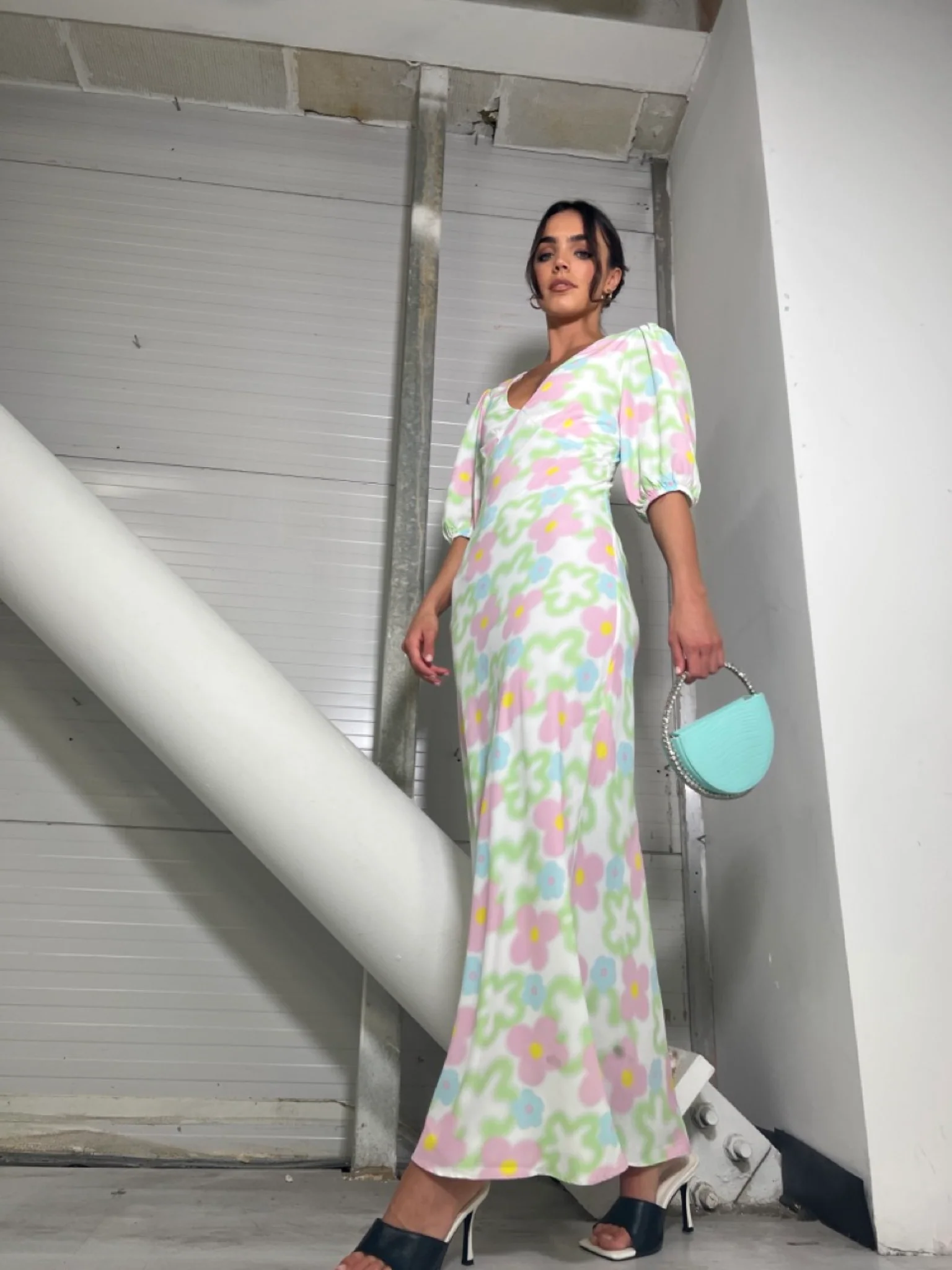 Multi Blurred Floral Maxi Dress - Image 25