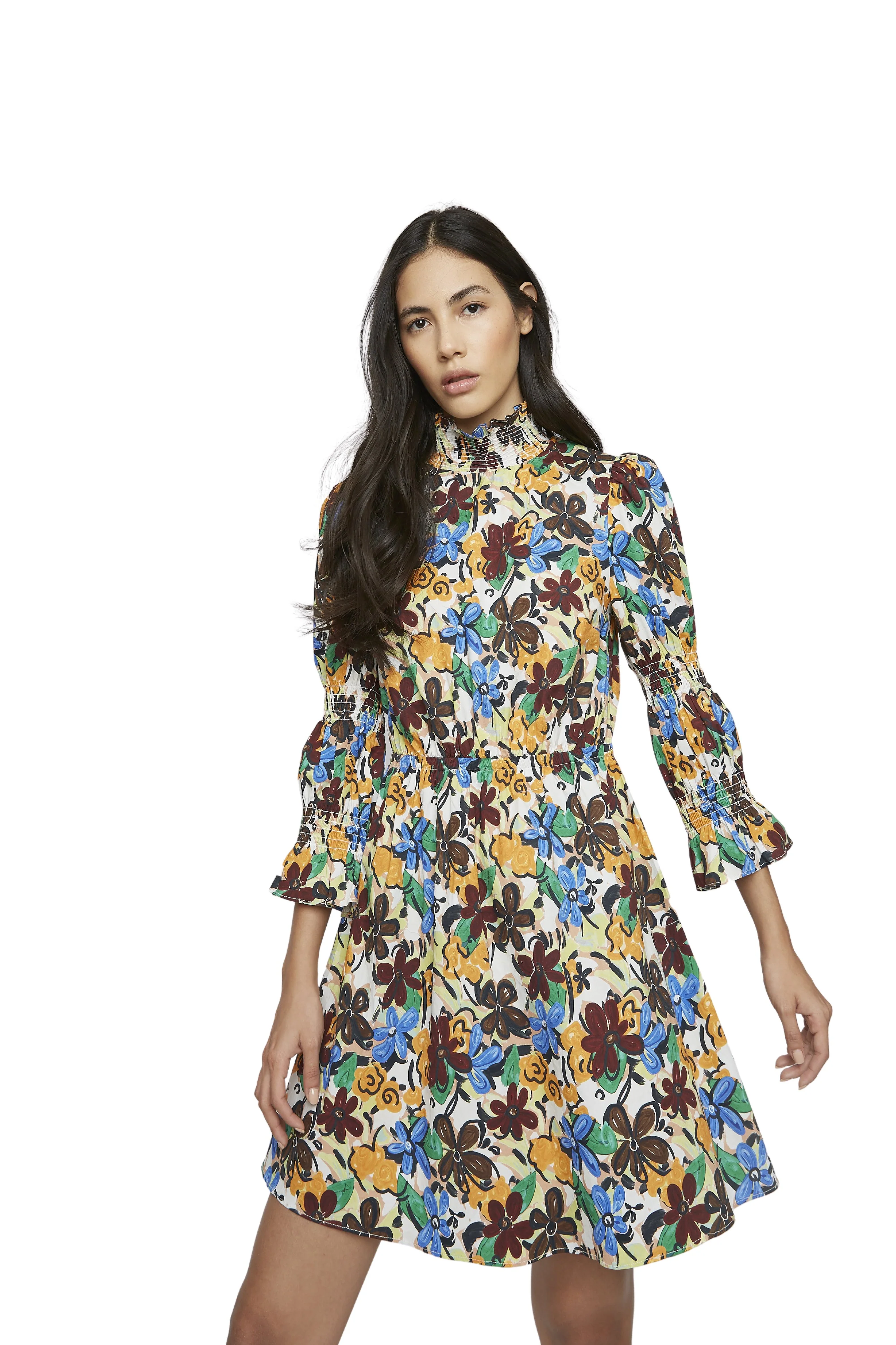 Glamorous Spring Floral High Neck Mini Dress