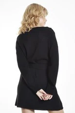 Glamorous Black Knitted Mini Dress with Tie Belt - Image 2