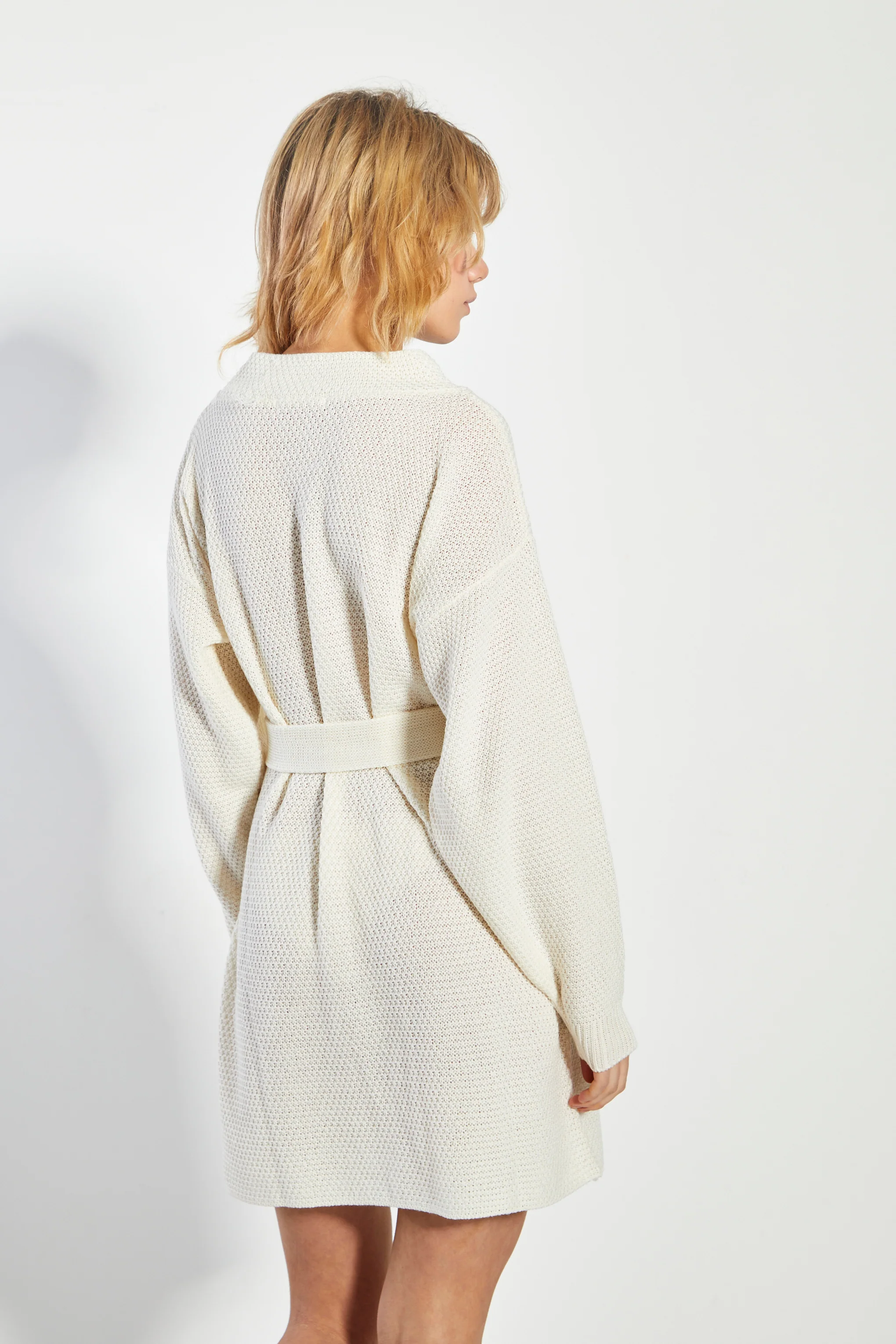 Glamorous Bone Belted Knitted Mini Dress - Image 4