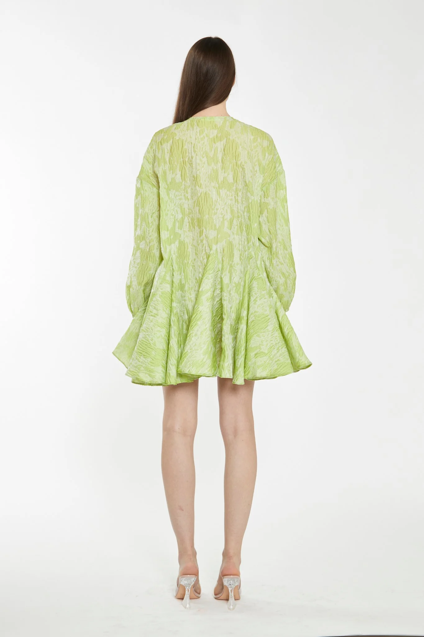 Lime Organza Jacquard Oversized Mini-Dress - Image 2