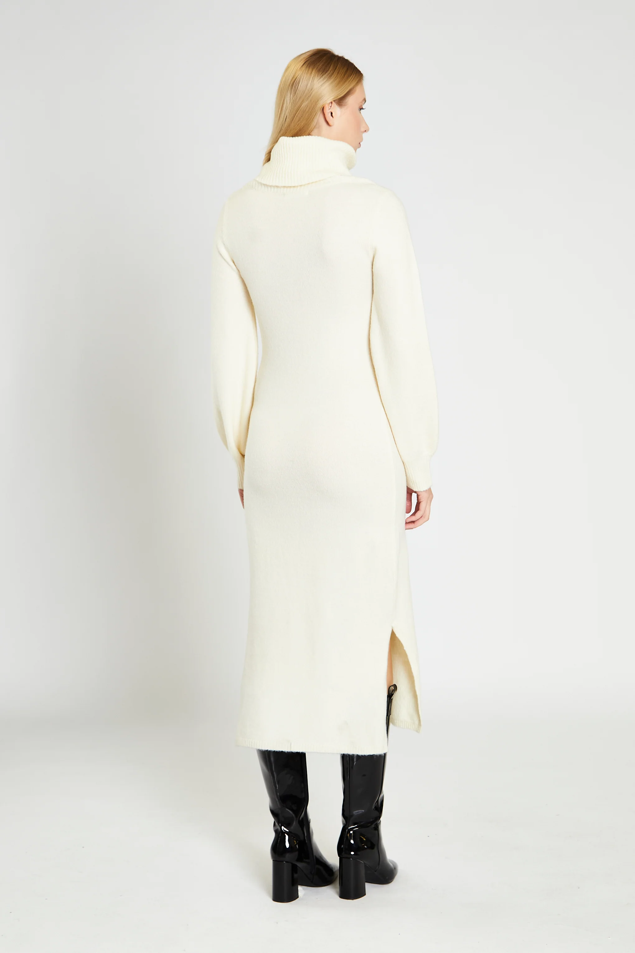 Glamorous Cream Knitted High Neck Midi Dress - Image 2