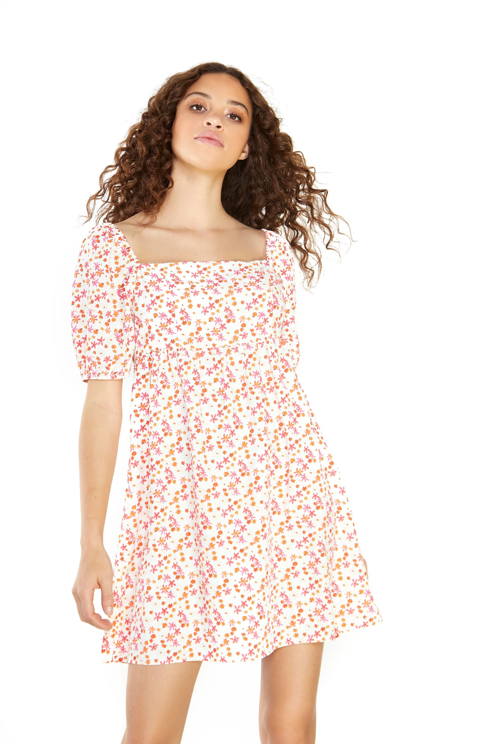 Glamorous Watercolour Ditsy Square Neck Mini Dress - Image 3