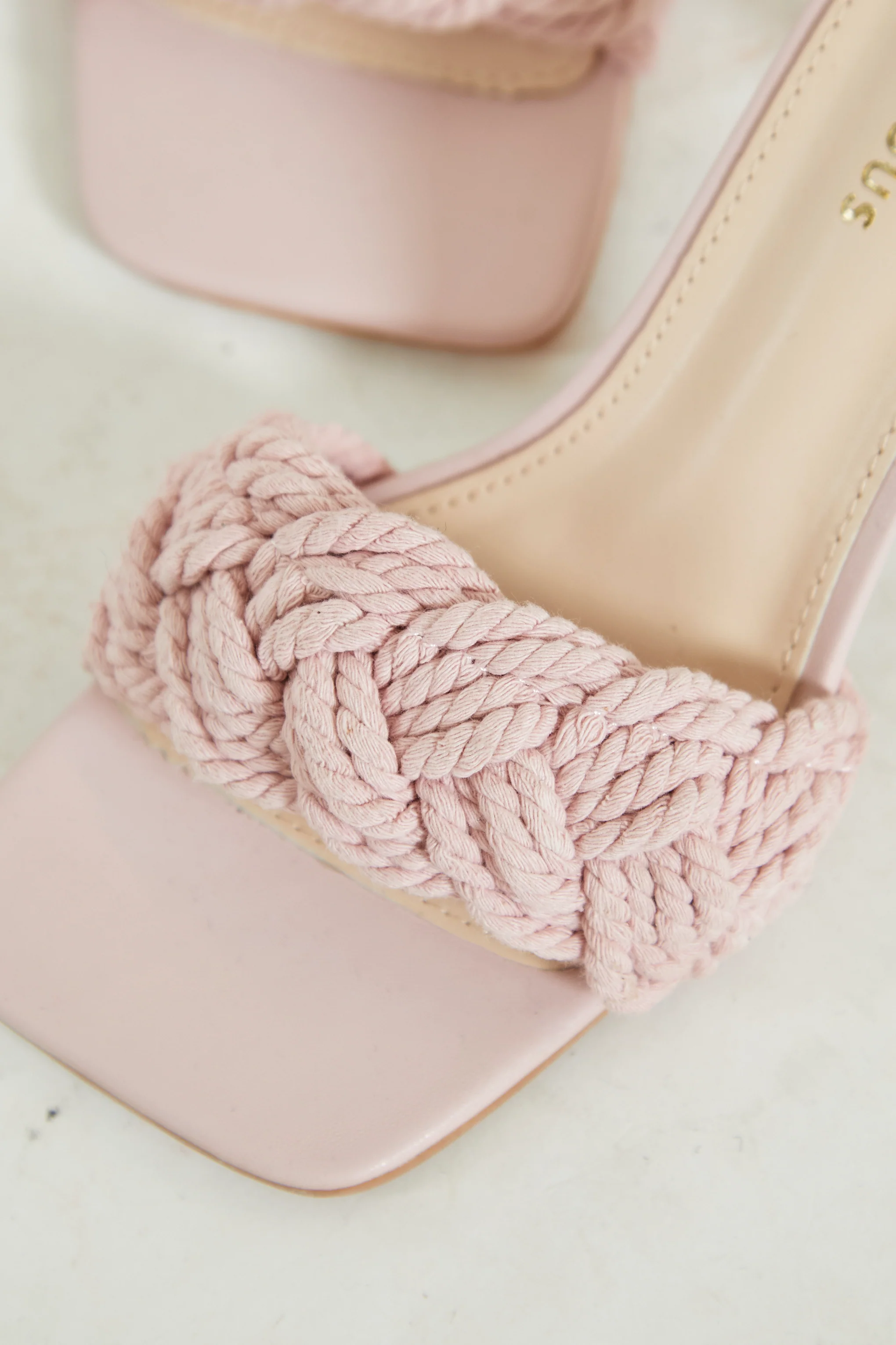 Glamorous Pink Braided Strap Heeled Mules - Image 5