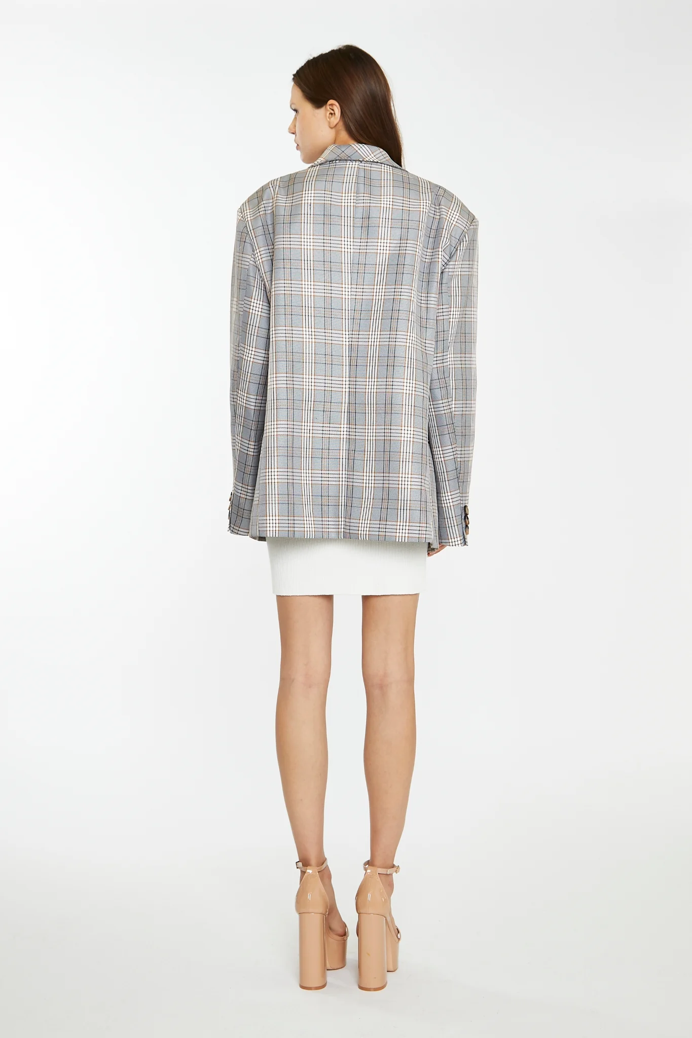 Brown Multi-Check Oversized Blazer - Image 2