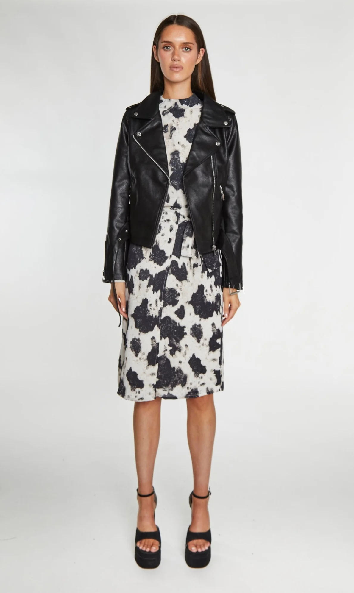 Black PU Biker Jacket - Image 3