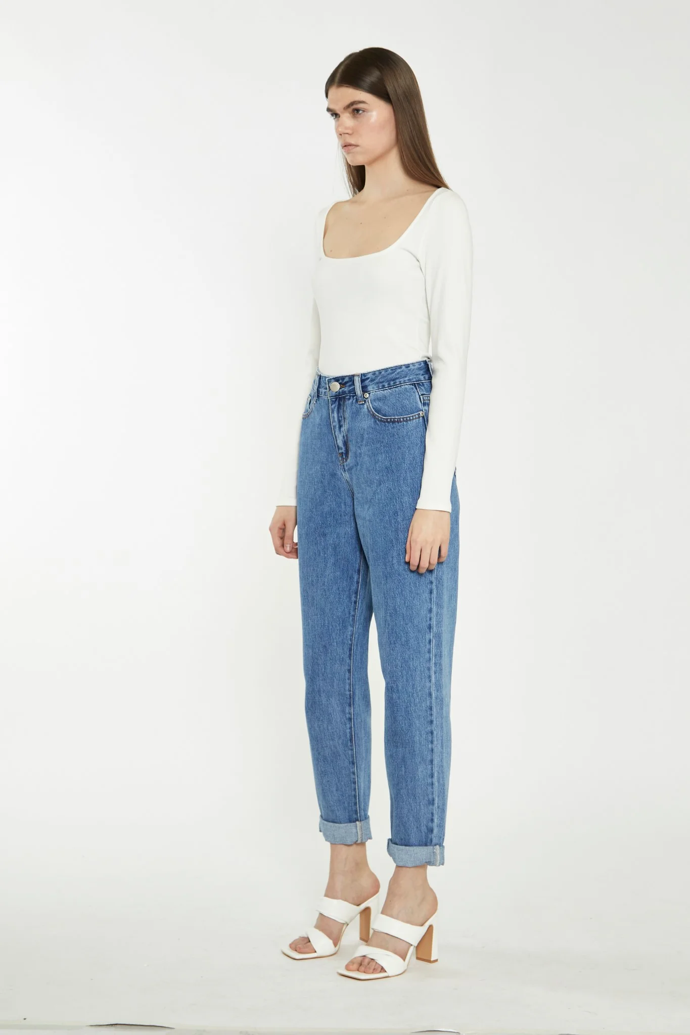 Mid Stonewash Mom Jeans - Image 4
