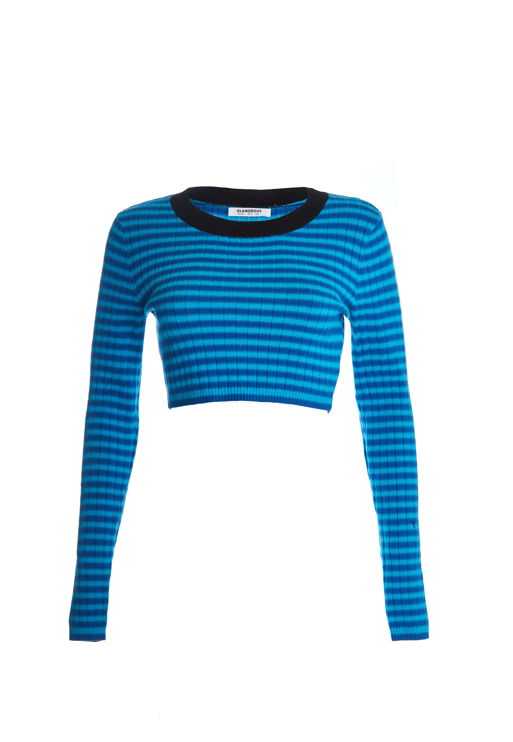 Glamorous Blue Stripe Crop Top - Image 8