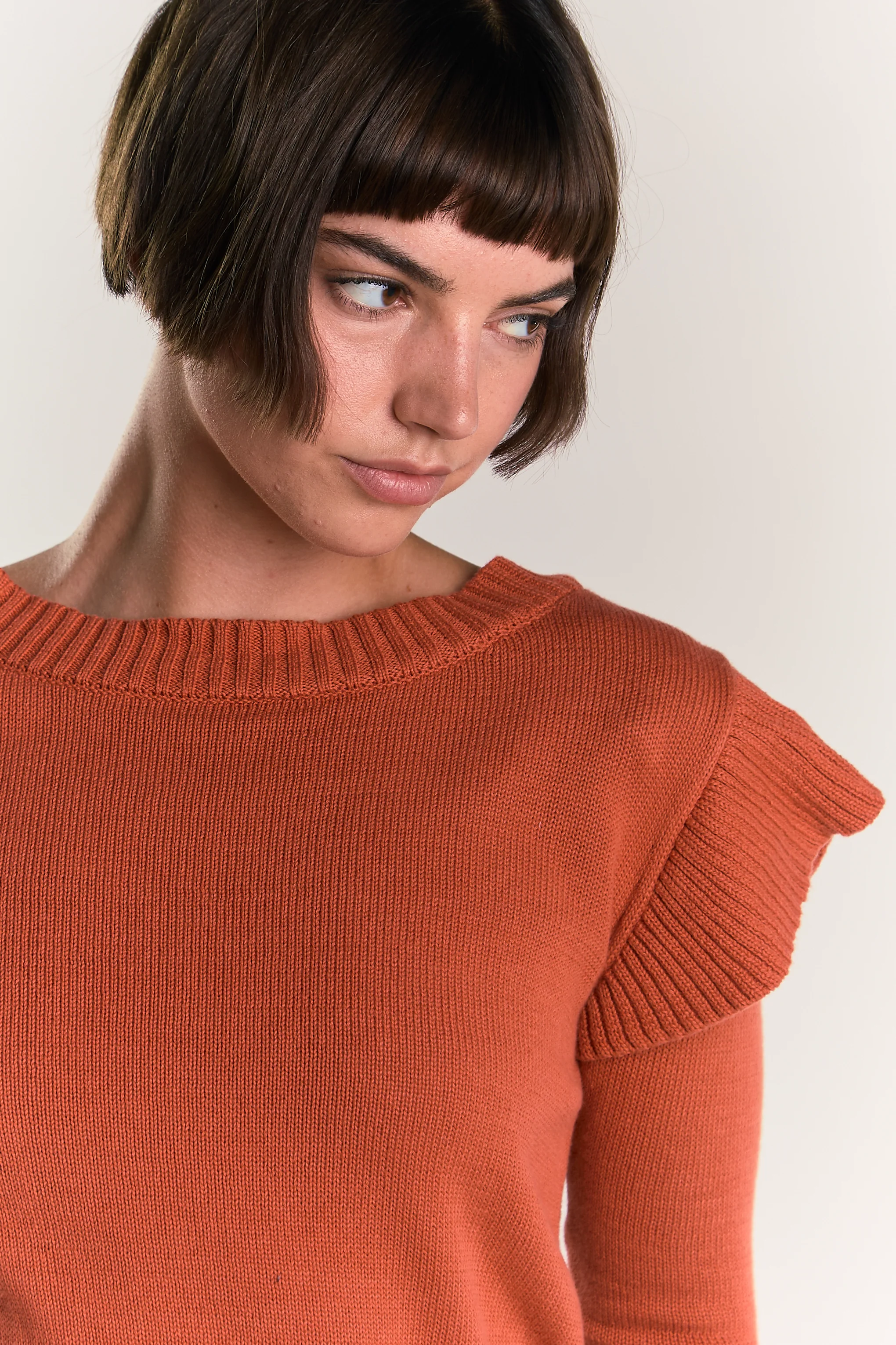 Glamorous Orange Rust Ruffle Long Sleeve Jumper - Image 4
