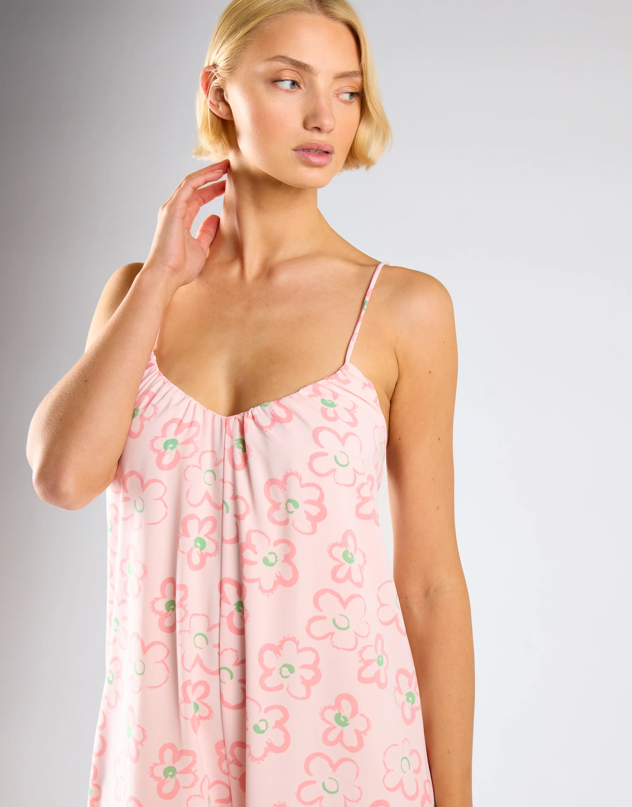 Pink Painted-Daisy Loose-Fit Lace-Up Jumpsuit - Image 3