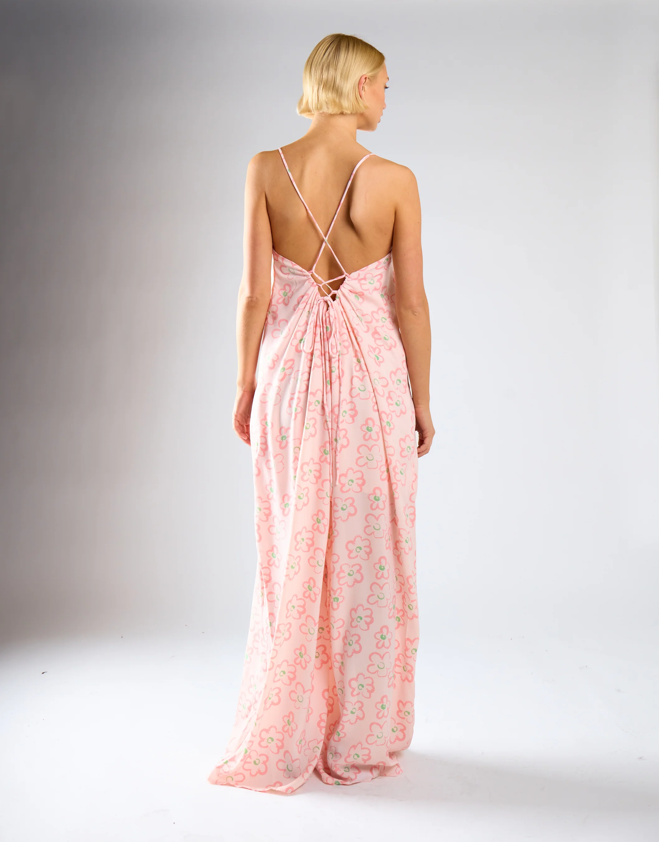 Pink Painted-Daisy Loose-Fit Lace-Up Jumpsuit - Image 4