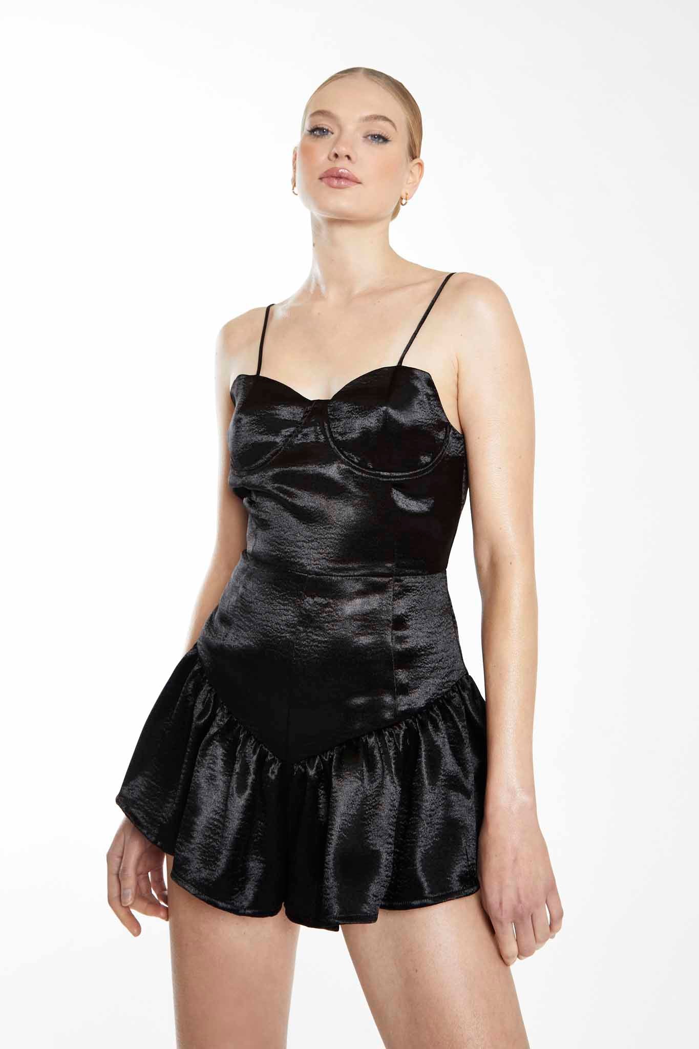 Glamorous Collection Black Ruffle Hem Playsuit - Image 4