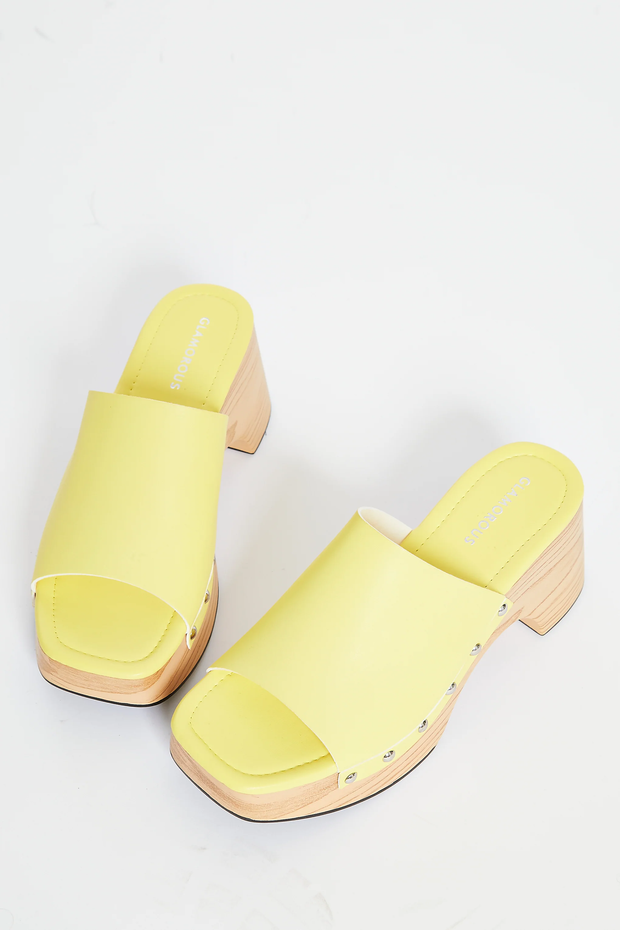 Glamorous Lime Open Toe Mule Clog Sandals