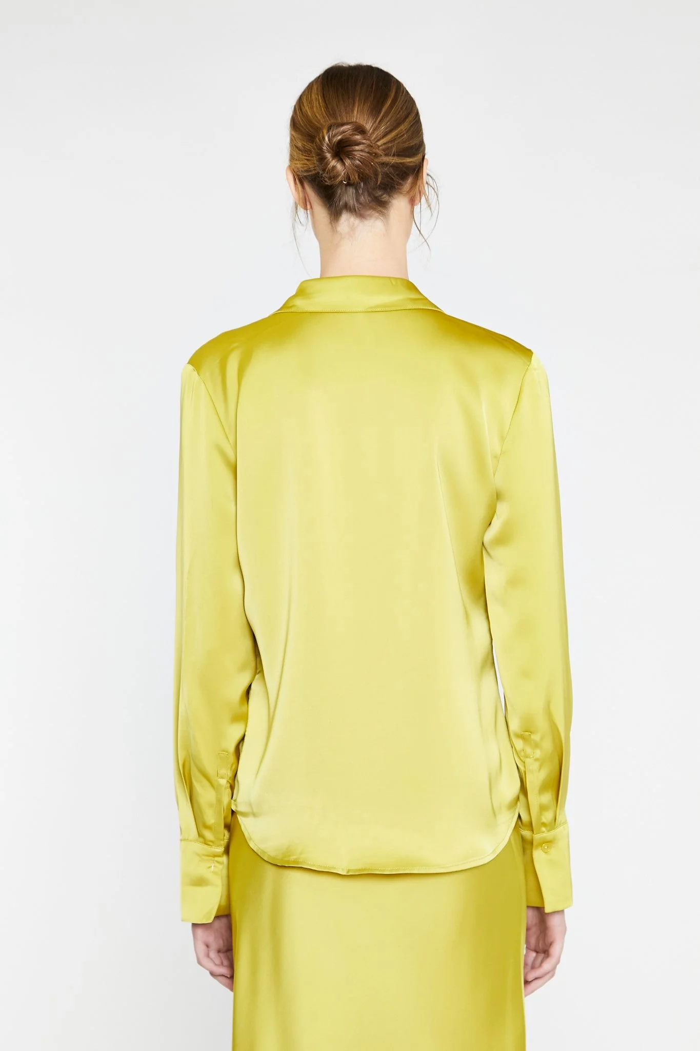 Chartreuse Satin Classic Shirt - Image 3